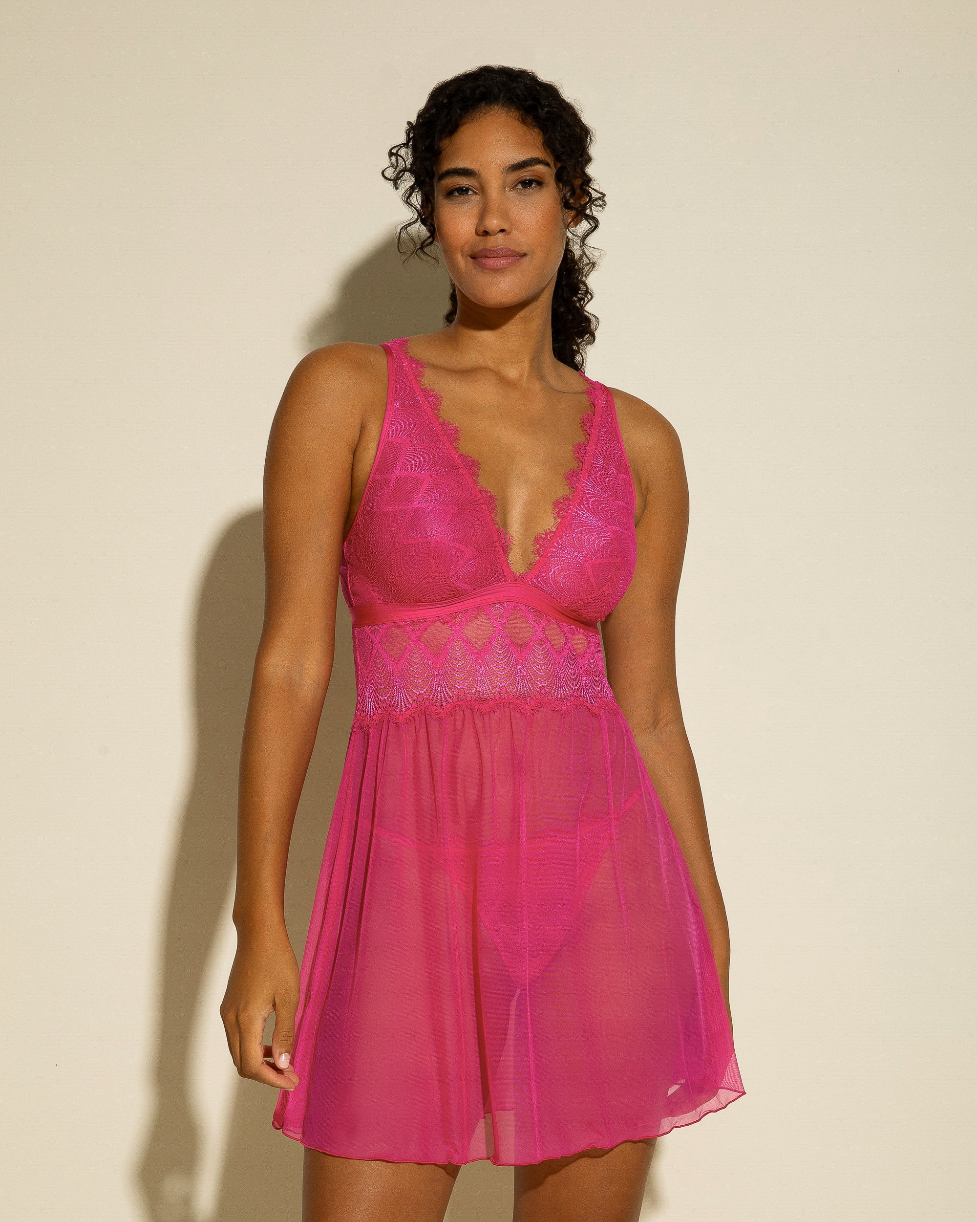 Allure Babydoll Floral Pink Lace Lingerie Set - Sexy Babydoll Nightwear for Women, Perfect for Valentine's Day, Anniversary or Honeymoon Romantic Nights