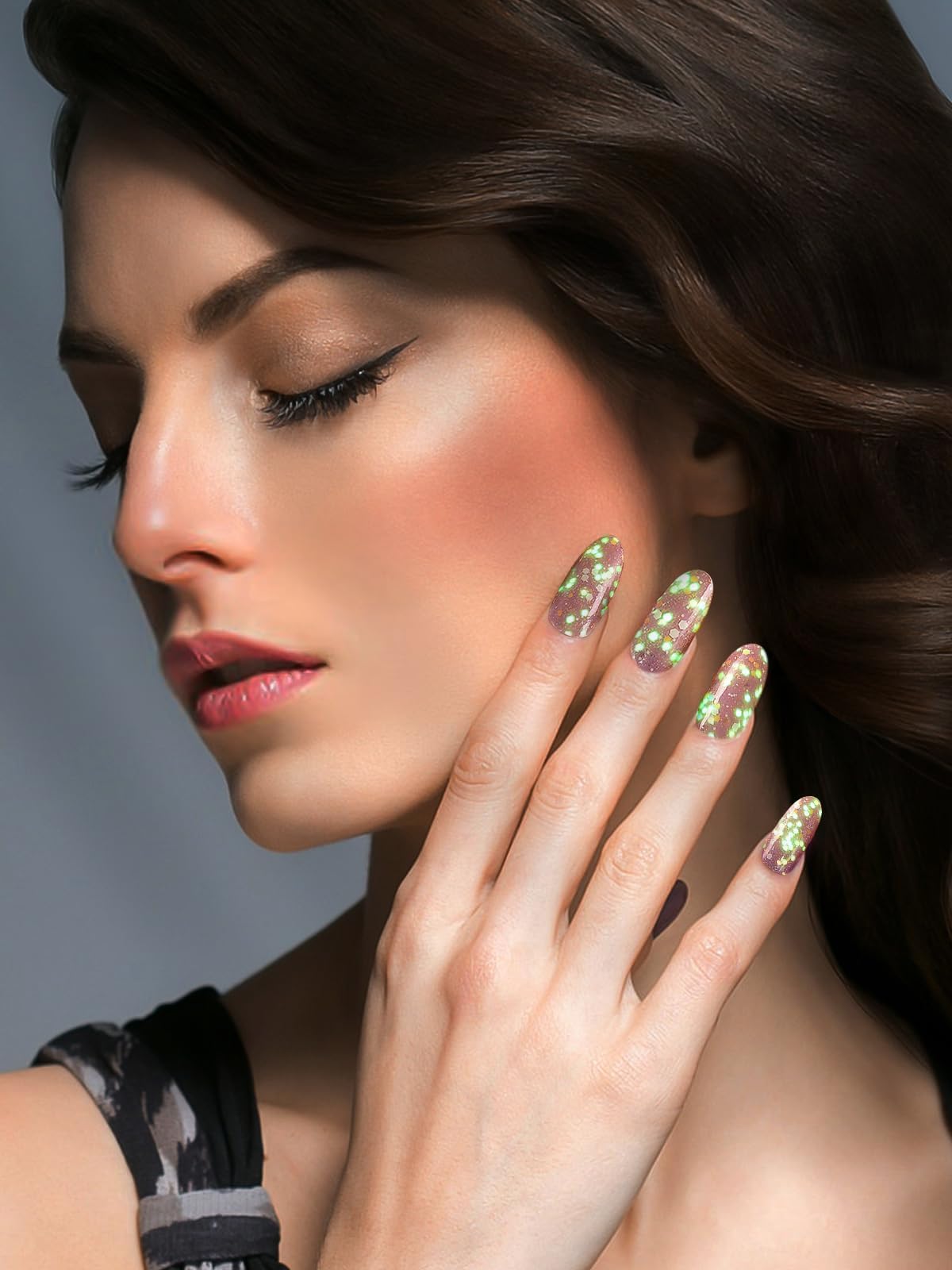 Kalolary 20-Pack Luminous Glitter Gel Nail Polish Stickers - Semi-Hardened Self-Adhesive Nail Art Decals for UV/LED Lamp Curing | Perfect for DIY Manicures, Salon Nail Designs & Party Glam Looks