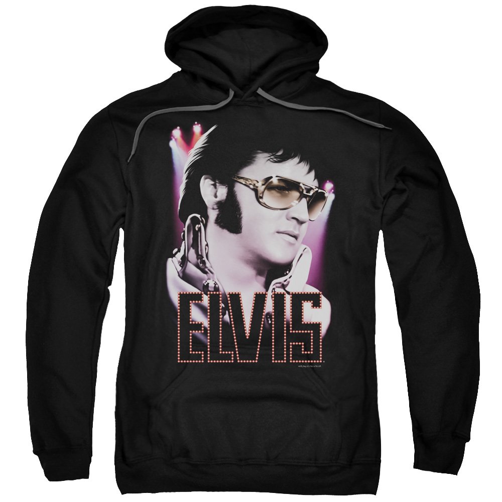 Elvis Presley Hoodie with Sideburns - Black Vintage Pullover Sweatshirt for Music Fans & Retro Fashion | Perfect for Concerts, Halloween & Casual Wear