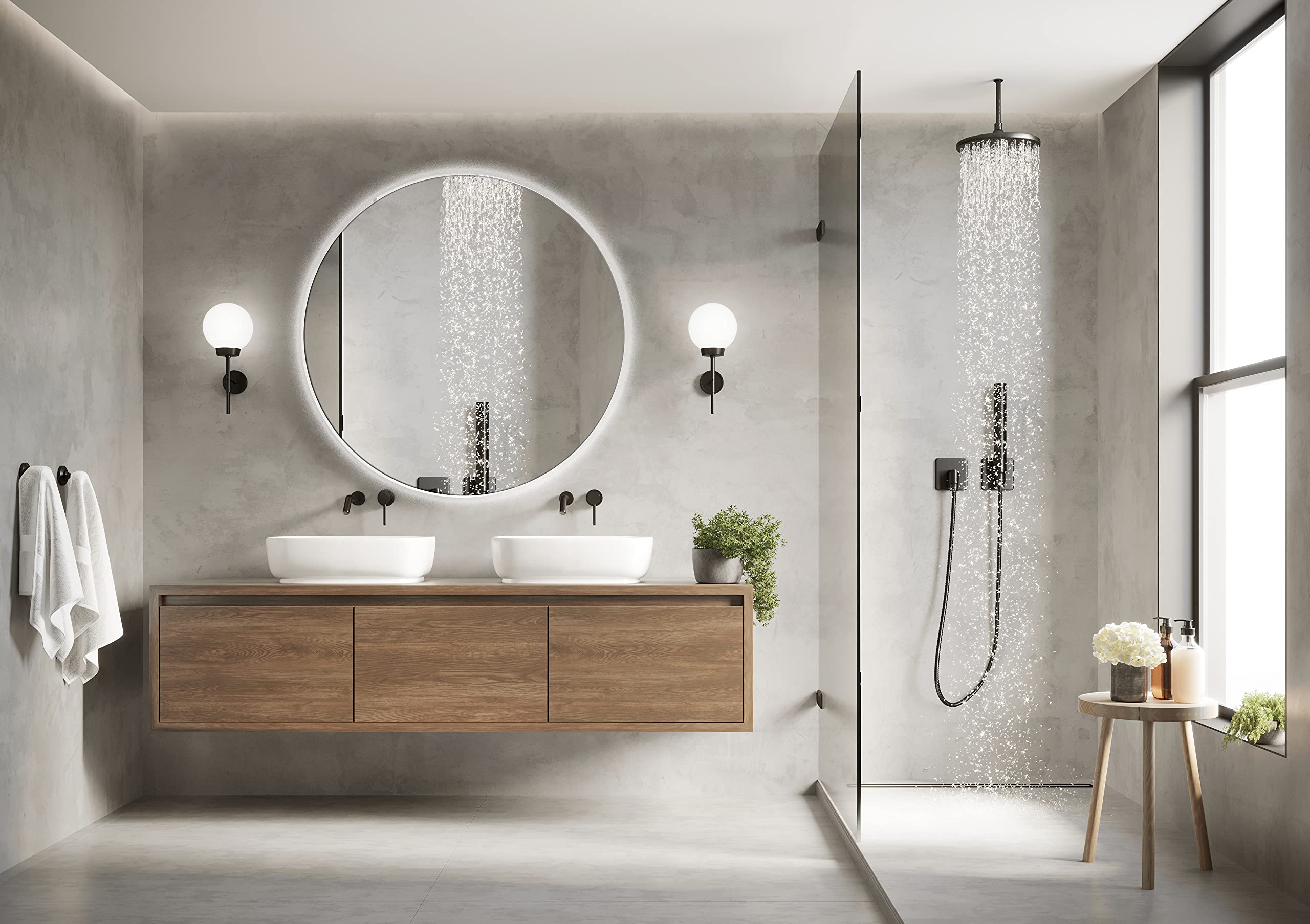 BD ART Luna 70cm Round LED Bathroom Mirror with 4200K Neutral Lighting - IP44 Waterproof Wall Mirror for Modern Bathrooms | Perfect for Vanity, Makeup, and Shaving