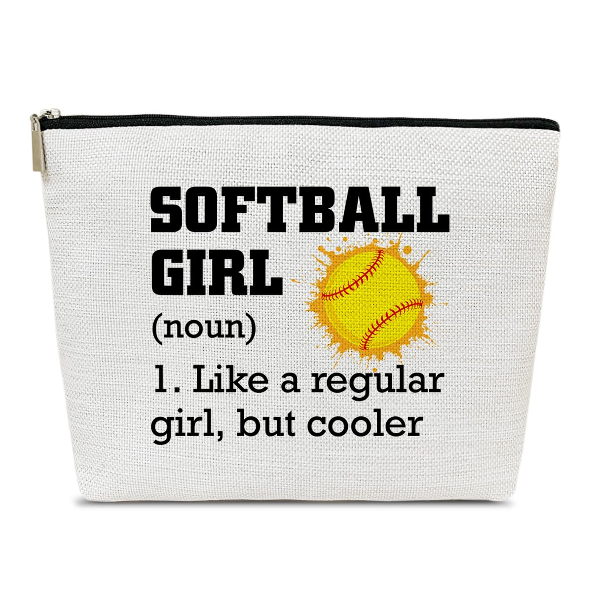 **Softball Makeup Bag - Inspirational Gifts for Players, Coaches & Softball Lovers - Sports Team Accessories for Women - Perfect for Travel, Games & Everyday Use**