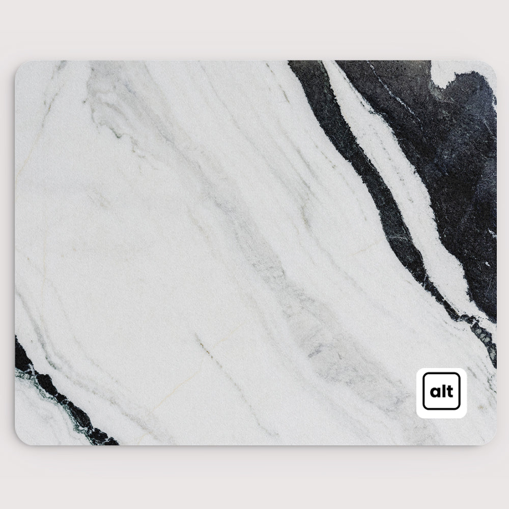Premium Black and White Marble Pattern Mouse Pad - Non-Slip Rubber Base, Smooth Surface for Gaming & Office Work - Perfect for Desktops, Laptops & Workstations