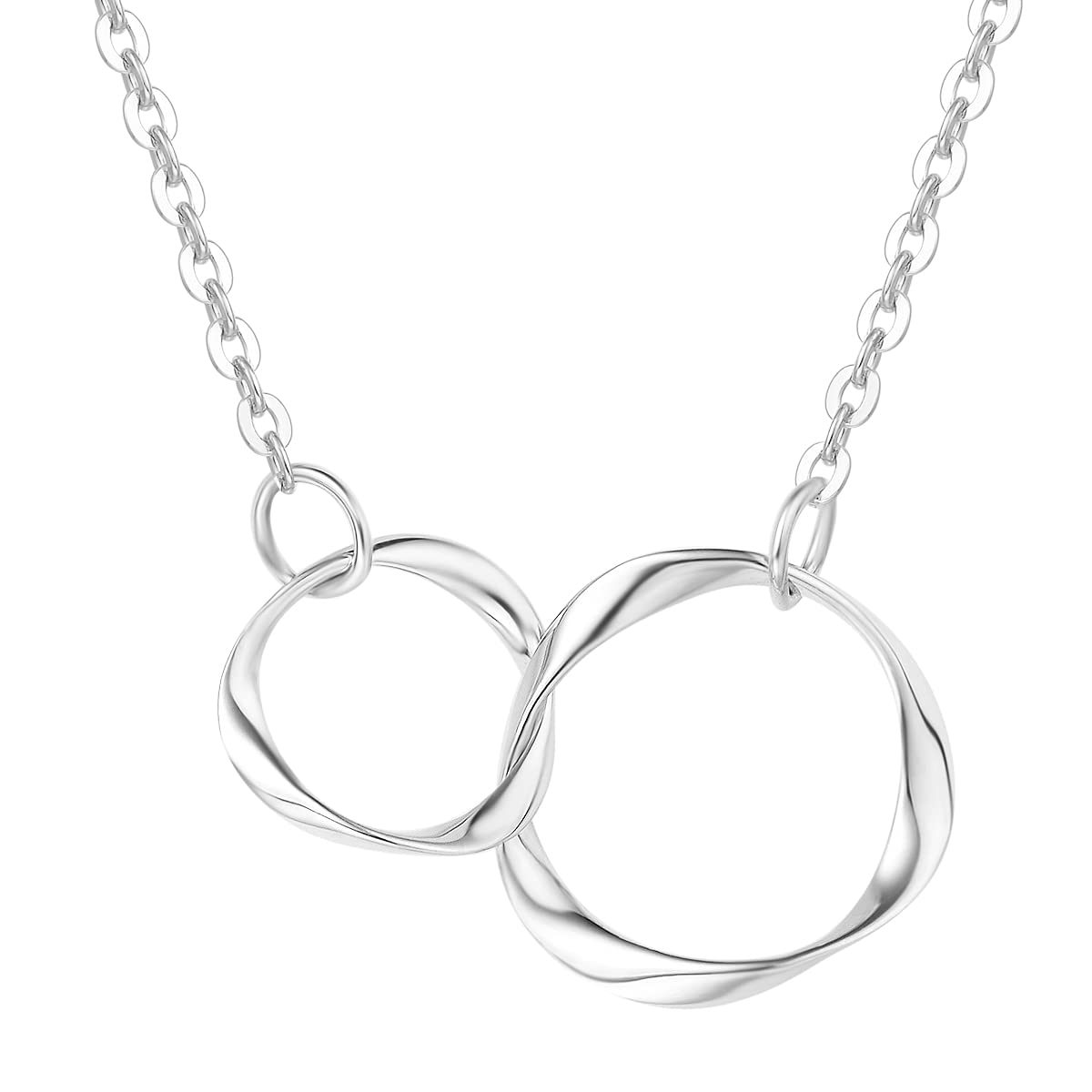 14K Real Gold Necklace & Bracelet Set for Women - Interlocking Eternity Circles Mother Daughter Jewelry | Fine 14K Gold Pendant & Bangle | Perfect Anniversary, Birthday Gift for Her, Mom, Wife, Girlfriend | Elegant for Weddings, Date Nights, Special Occasions