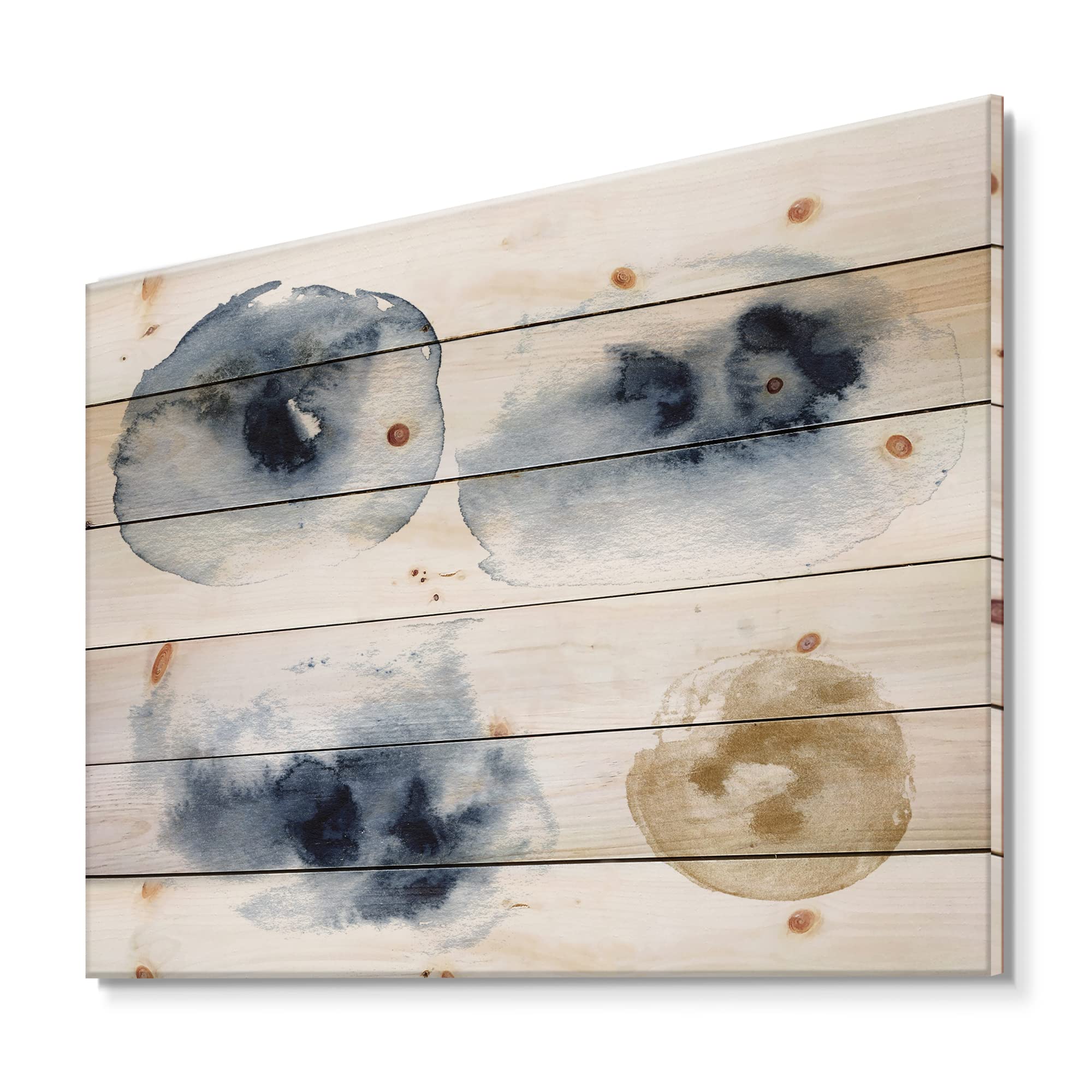 Abstract Dark Blue and Gold Cloud Modern Wood Wall Art - Large Contemporary Wood Wall Decor Panels Printed on Natural Pine - Perfect for Living Room, Bedroom, Office & Home Decor