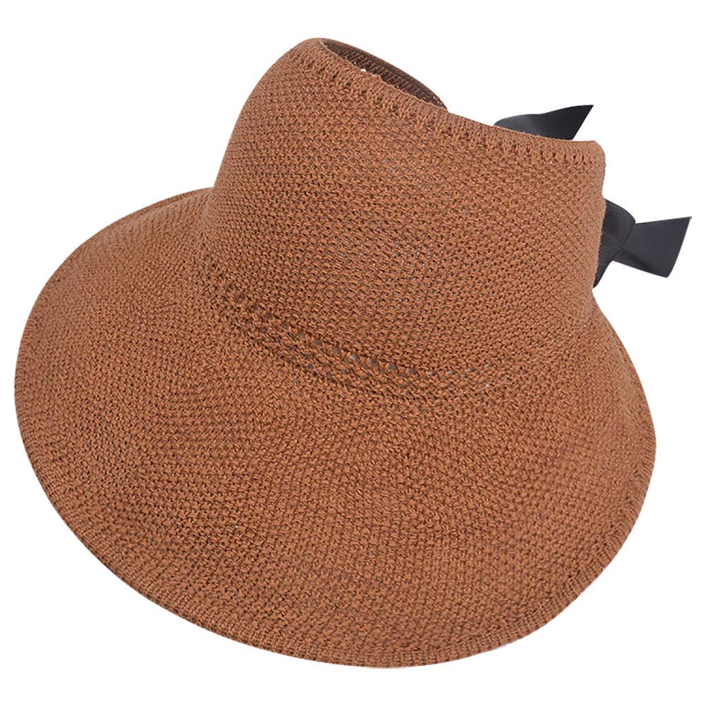 Women's Wide Brim Straw Sun Hat with Adjustable Bow - Foldable Floppy Beach Hat for Outdoor Activities, Gardening, Travel & Summer Vacations