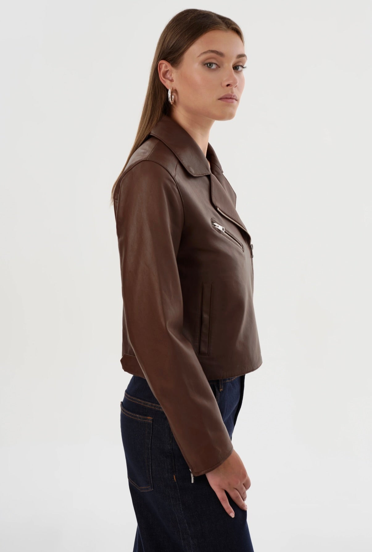 Valeria Genuine Leather Biker Jacket for Women - Stylish Motorcycle Jacket with Zipper Details - Perfect for Riding, Night Out & Casual Wear