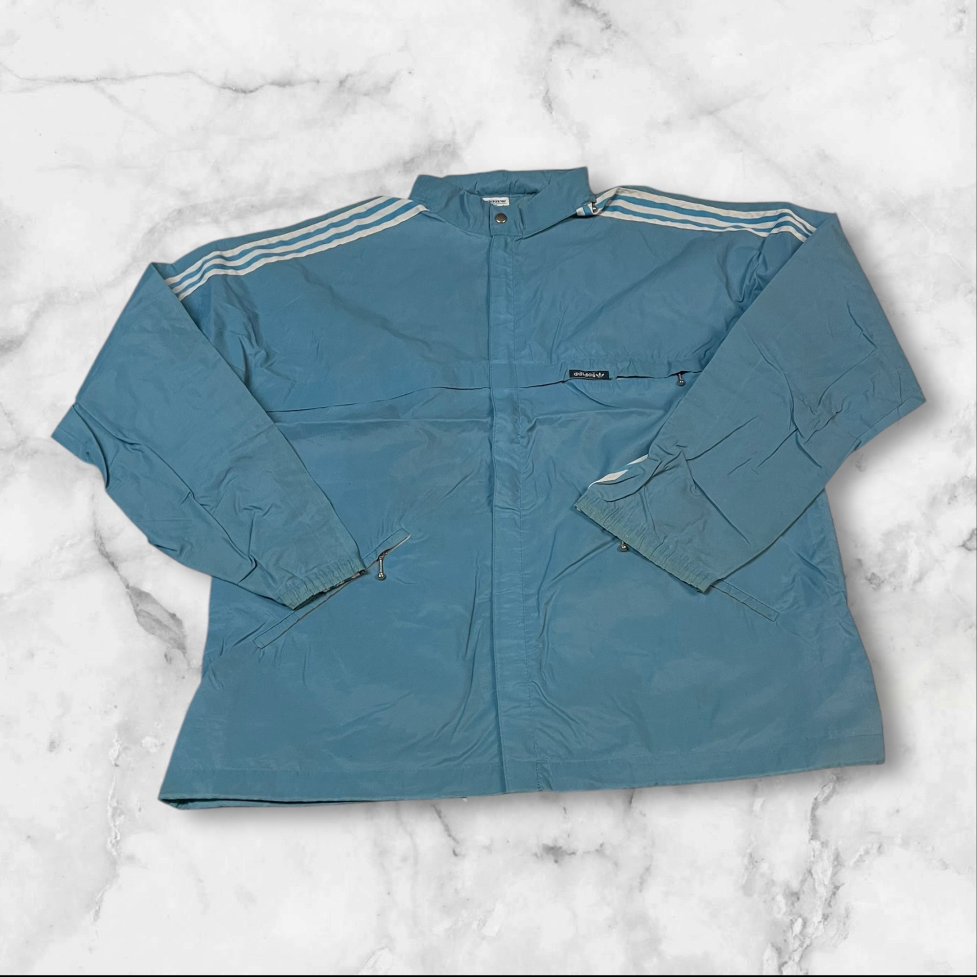 Adidas Vintage Track Jacket - Nylon Water-Resistant Windbreaker for Men (Size M) - Perfect for Running, Hiking & Outdoor Activities
