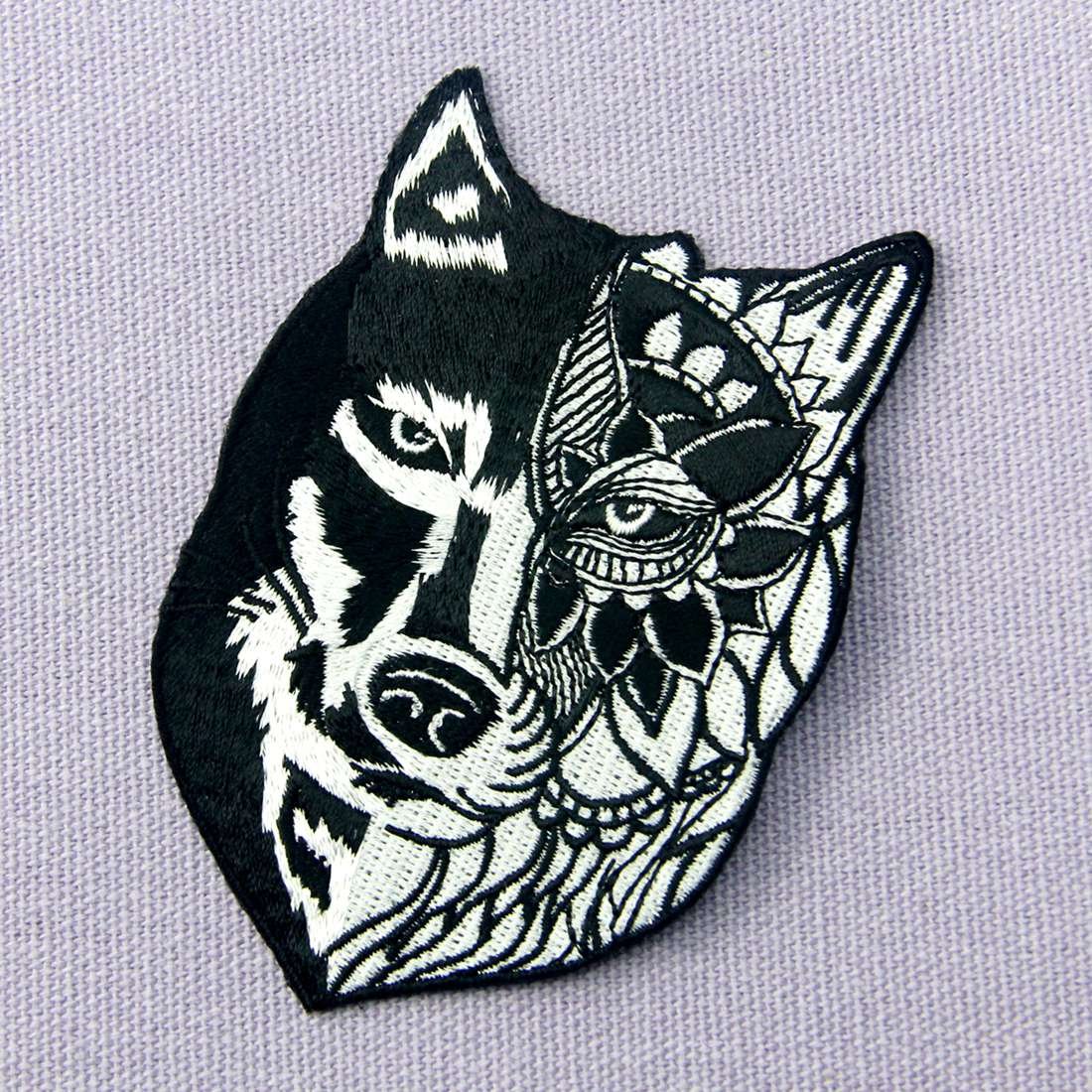 ZEGINs Sunflower Tribal Wolf Applique Embroidered Iron On Patch - DIY Clothing Accessories for Jackets, Bags, Hats & Costume Design