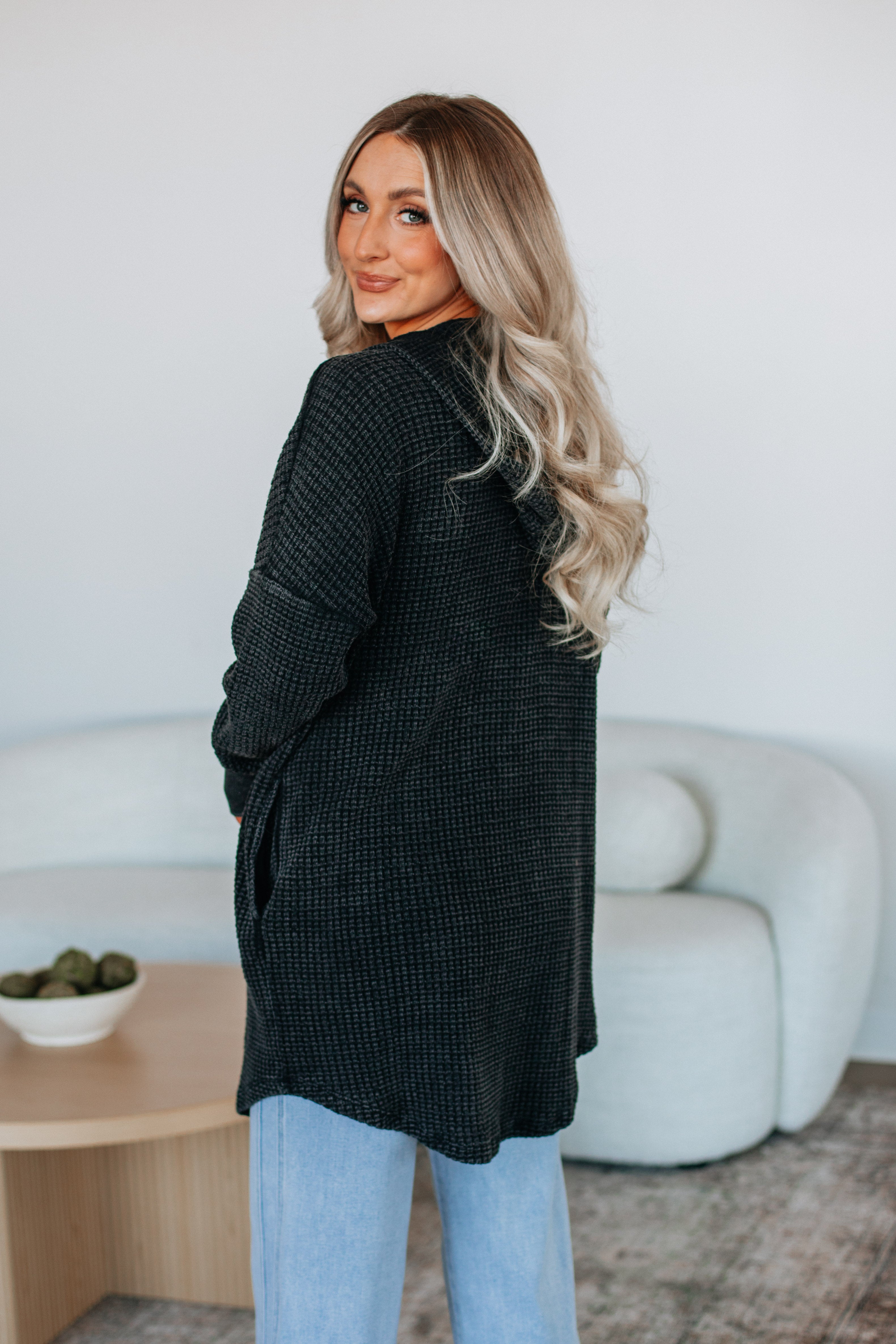 Vintage Black Jed Knit Cardigan - Soft & Cozy Women's Sweater for Fall & Winter - Perfect for Casual Outfits, Layering, and Office Wear