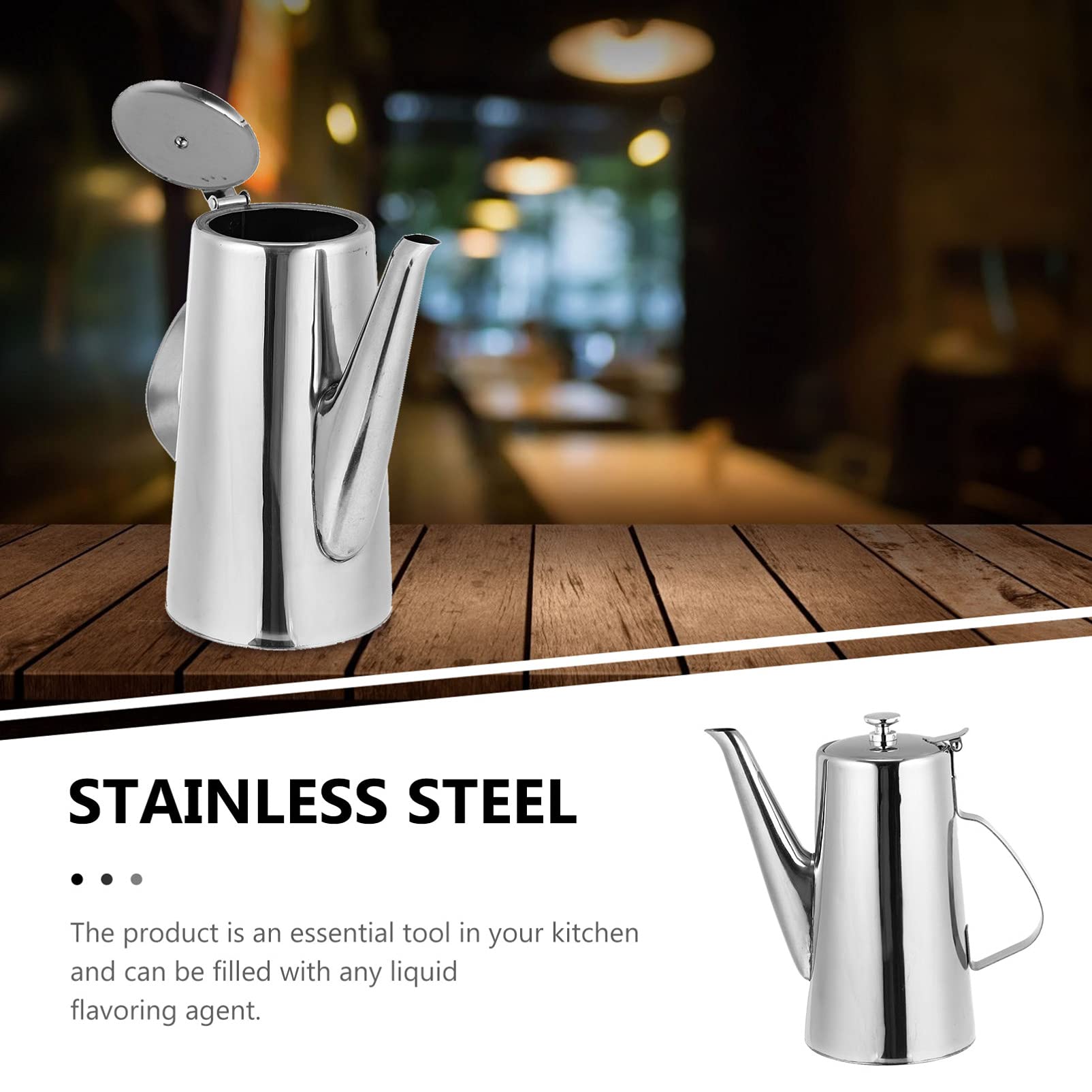 Hemoton 1pc Stainless Steel Oil Dispenser & Water Bottle - 500ml Cold Water Kettle, Household Oil Container for Cooking, Sesame Oil, Vinegar Storage - Perfect for Kitchen, Camping & Outdoor Use