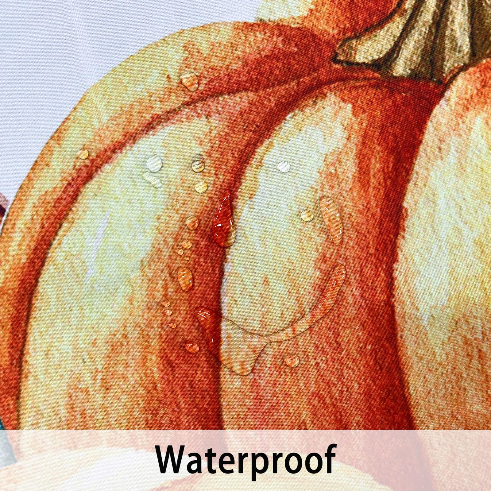 Waterproof Fall Shower Curtain Set - Thanksgiving Pumpkins & Autumn Leaves Bathroom Decor (72x72 Inch) | Blue & Orange Fabric with Hooks | Perfect for Seasonal Bathroom Upgrade & Holiday Home Decor