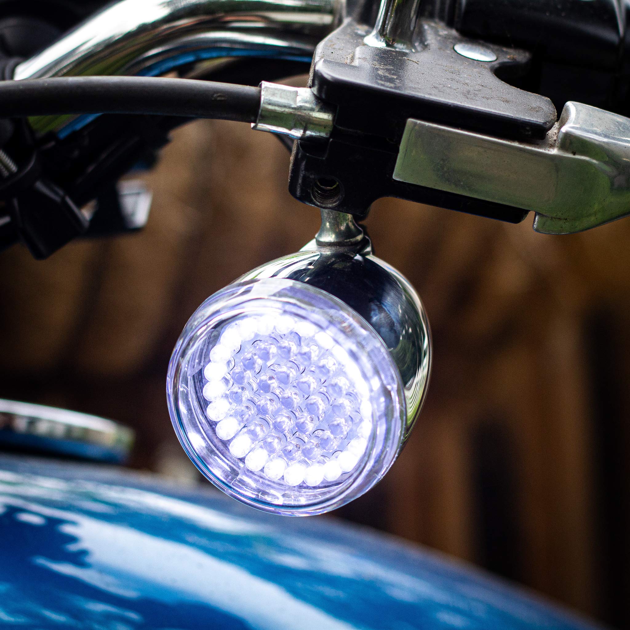Eagle Lights 2 Inch LED Turn Signal Kit - 1157 Front & 1156 Amber Rear Bulbs with Clear Lenses - Perfect for Motorcycles, Cars, Trucks and Off-Road Vehicles