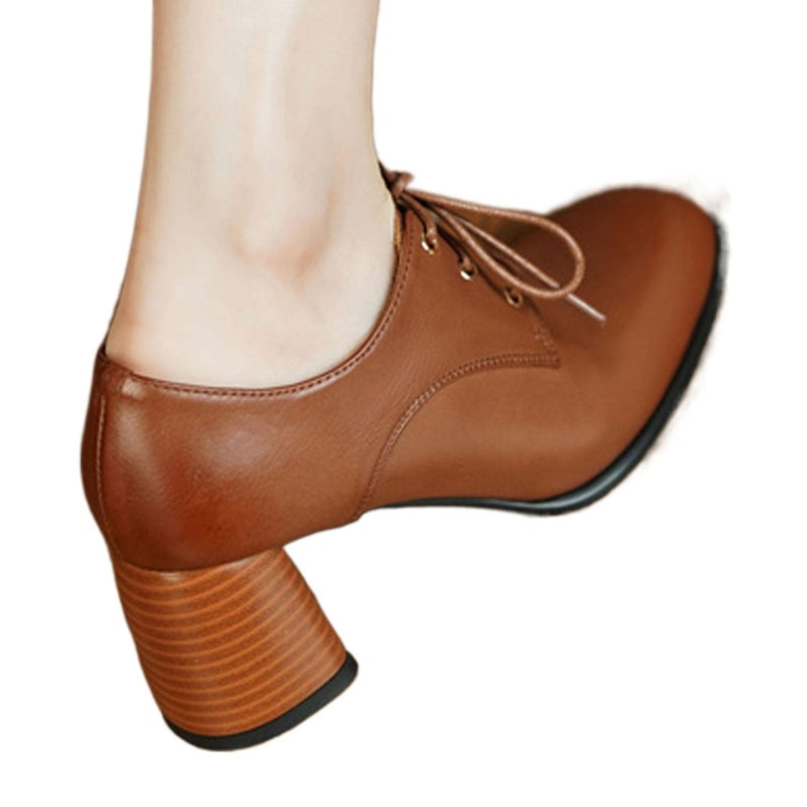 Women's Mid Heel Lace Up Casual Shoes - Elegant Spring High Heels for Office, Party & Wedding | Comfortable Dress Pumps for Women