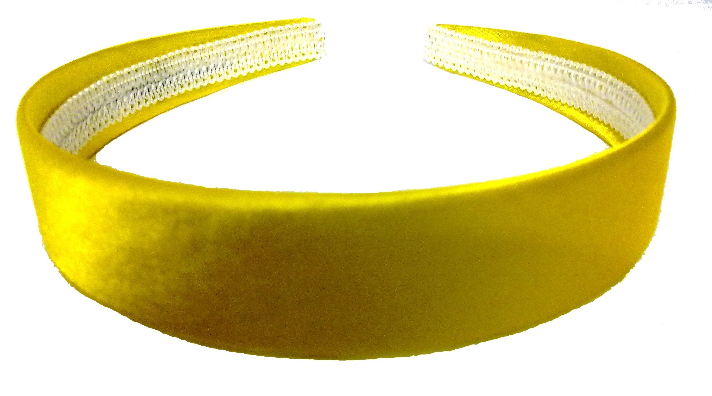 Brightly Coloured 2.5cm Wide Satin Alice Band Headband - Yellow Hair Accessory for Women Girls, Perfect for Parties Weddings Daily Wear