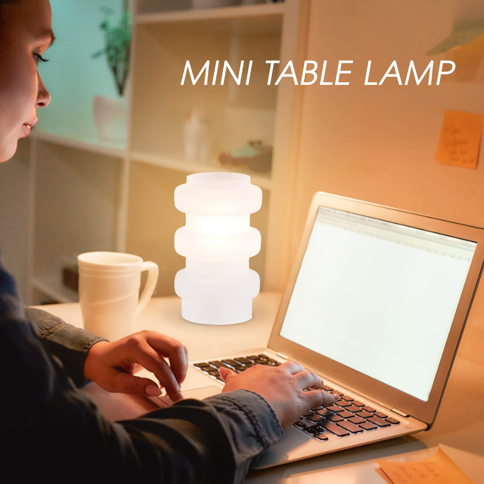 Modern Industrial Table Lamp with 6.6ft Power Cord & Switch Plug - E12 Base White Living Room Lighting for Home Decor, Bedroom, Office (Bulb Not Included) | Perfect for Reading Nook, Nightstand & Workspace Ambiance