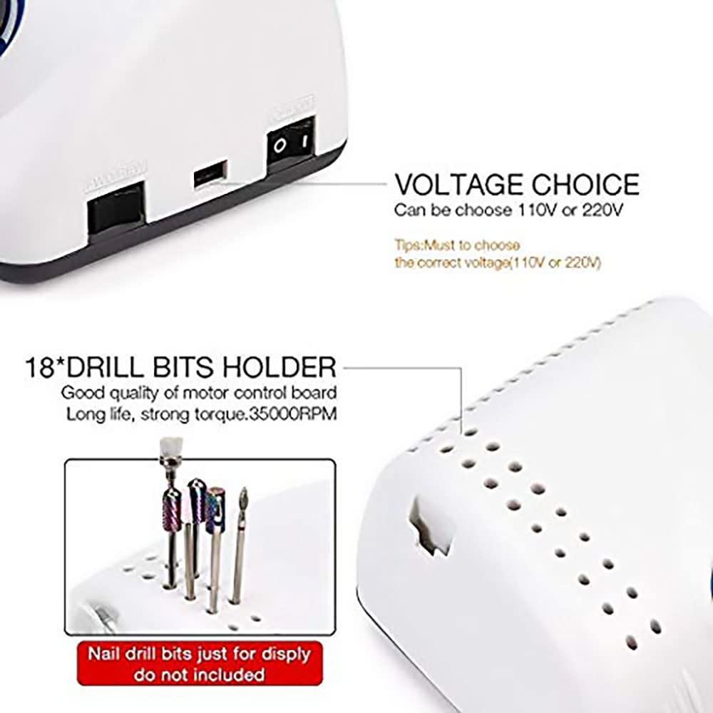 210W Electric Nail Drill Machine Professional - 105L 2.35mm Handpiece Manicure Pedicure Kit for Salon & Home Use - Perfect for Acrylic Nails, Gel Polish Removal & Nail Art Design