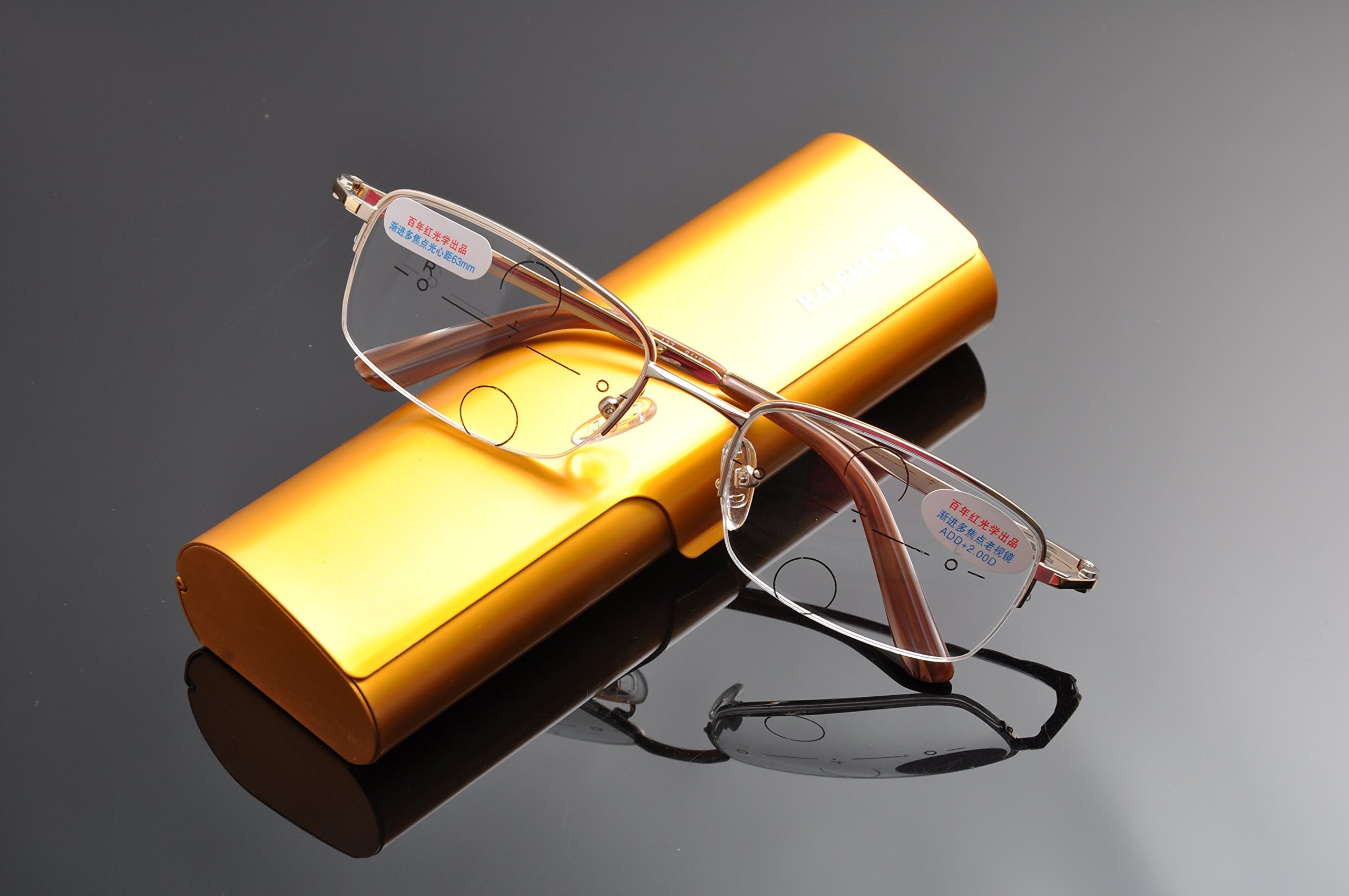 Stylish Men's Metal Progressive Reading Glasses - Silver & Gold Frames for Computer Work, Reading & Everyday Use