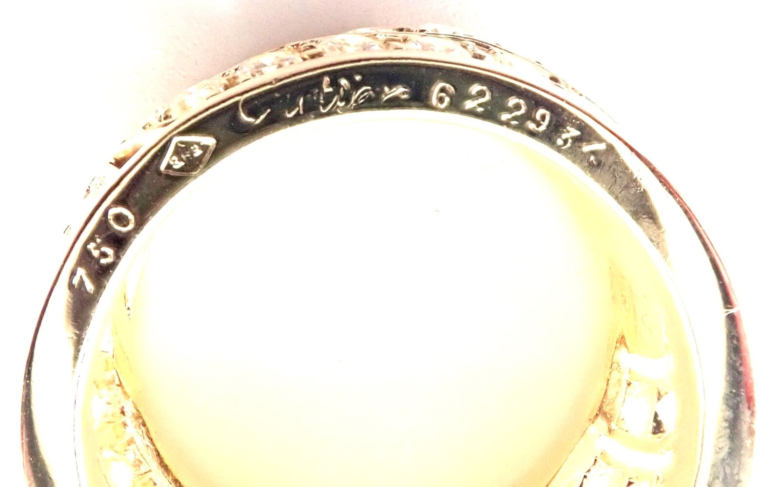 Authentic Cartier 18K Yellow Gold Diamond Wide Band Ring - Size 51 (US 5.75) - Luxury Wedding Band for Women, Perfect for Engagement, Anniversary & Special Occasions