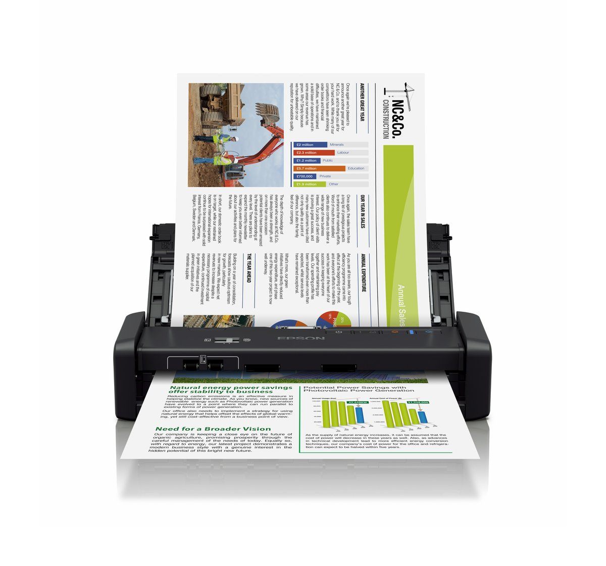 Epson WorkForce DS360W Wireless Portable Sheet-Fed Document Scanner for Home Office & Small Business - Fast Scanning, Wi-Fi Connectivity, Compact Design