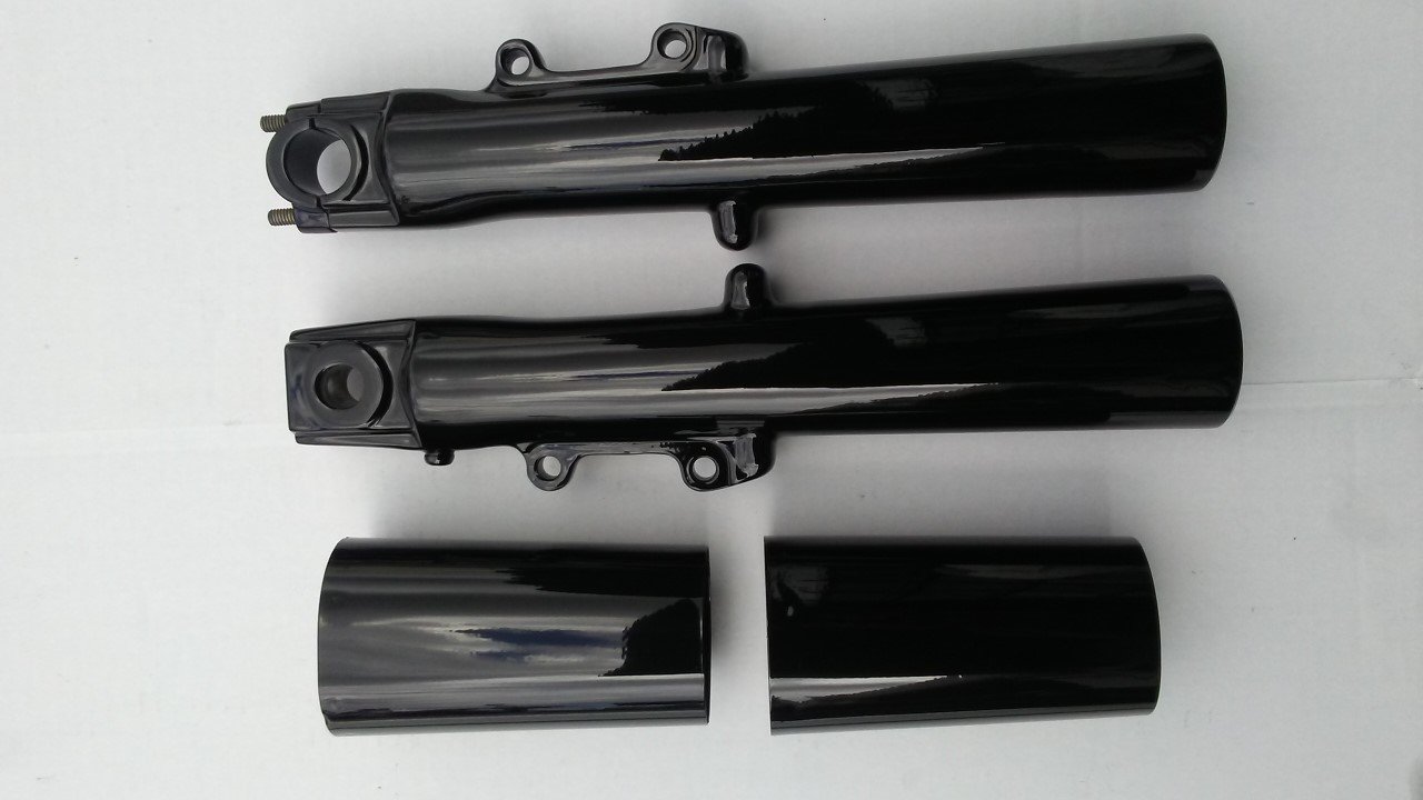 Harley Touring 2014-2022 Gloss Black OEM Lower Fork Legs Sliders Cans - Motorcycle Protection for Road Trips & Long-Distance Riding