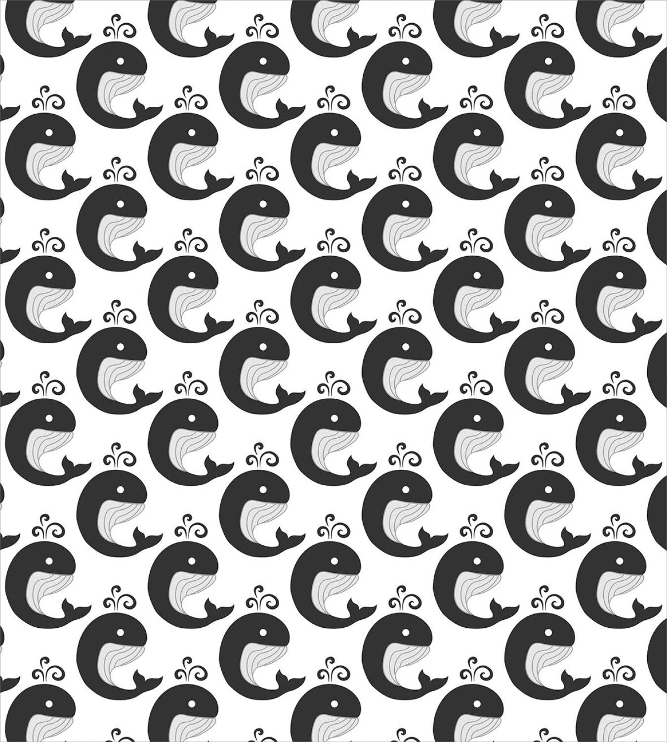 Ambesonne Whales Duvet Cover Set - King Size 3 Piece Bedding with 2 Pillow Shams, Symmetric Underwater Animal Print in White & Dark Grey | Ocean Theme Kids Room Decor, Coastal Bedroom Design, Nautical Nursery Style