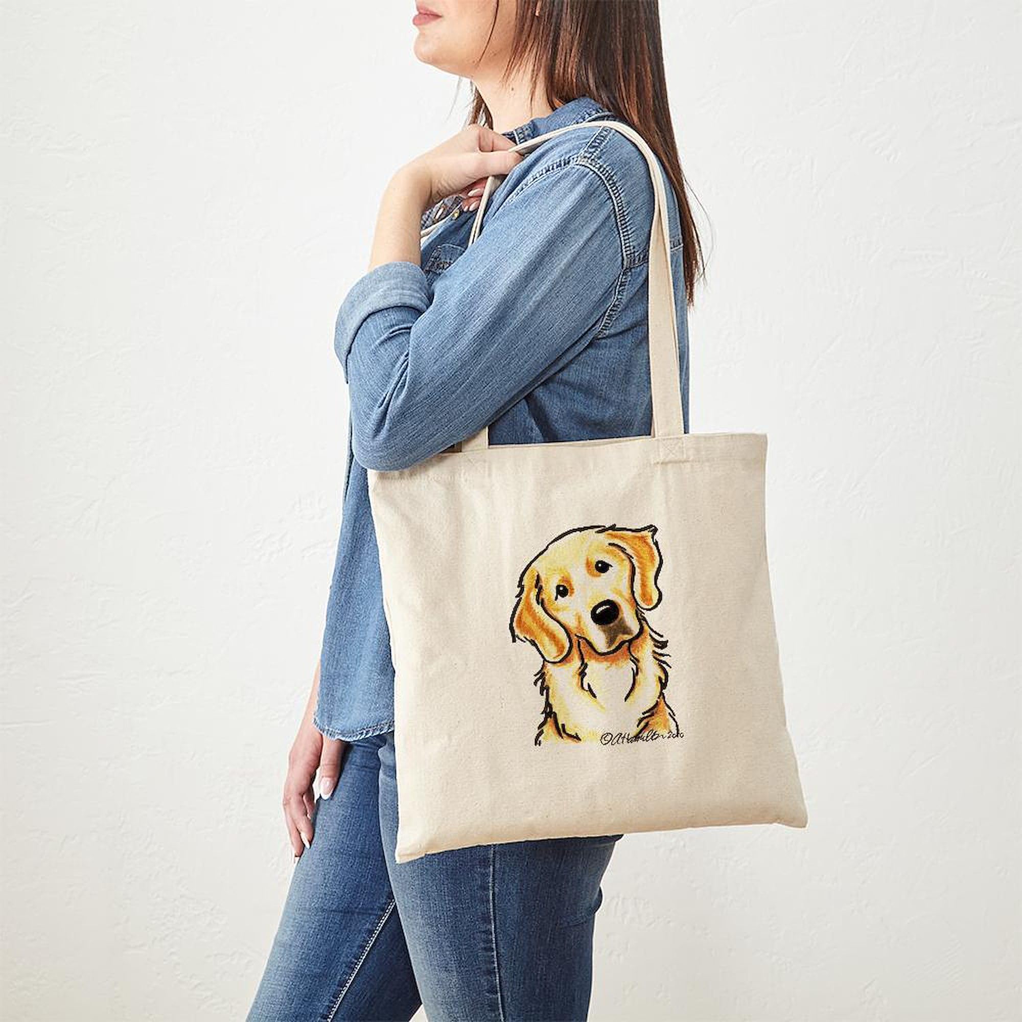 Golden Retriever Portrait Tote Bag - Natural Canvas Reusable Shopping Bag for Groceries, Beach & Daily Use | Eco-Friendly & Durable