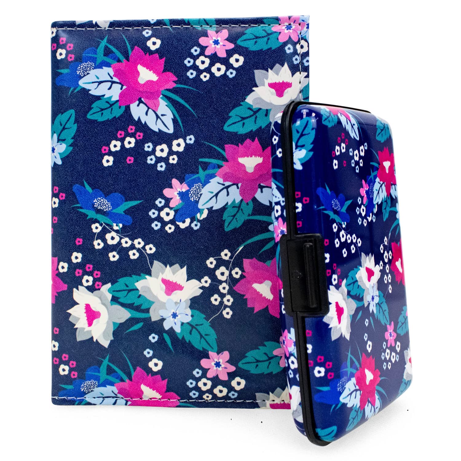 Blue Hibiscus Plastic Wallet and Passport Holder Set - Waterproof Travel Organizer for Women & Men - Perfect for Airports, Vacations, and International Trips
