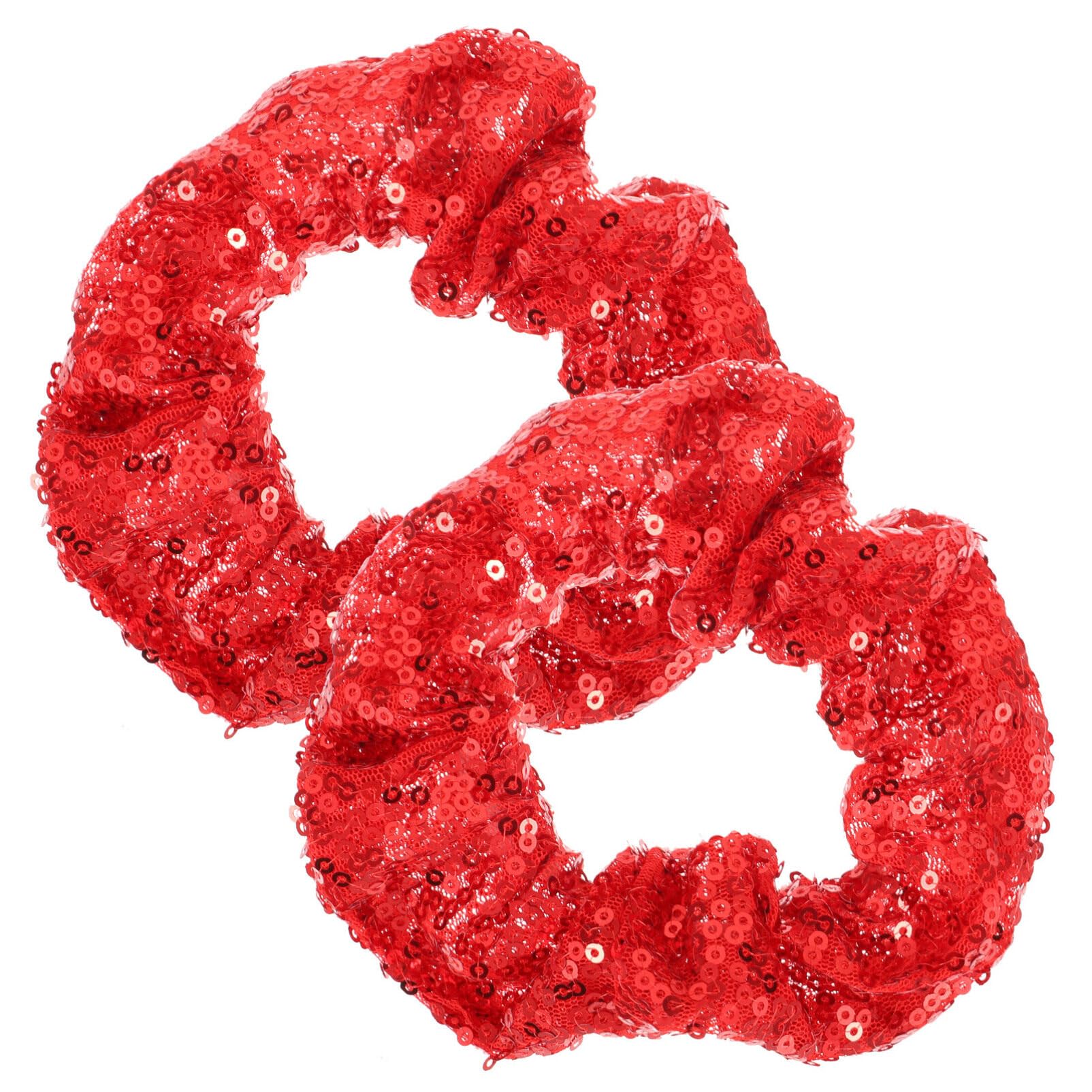 Luxshiny Christmas Hair Scrunchies 2 Pack - Shiny Sequin Elastic Hair Bands, Stretchy Ponytail Holders for Women & Girls - Perfect for Holiday Parties, Gift Giving & Festive Hairstyles