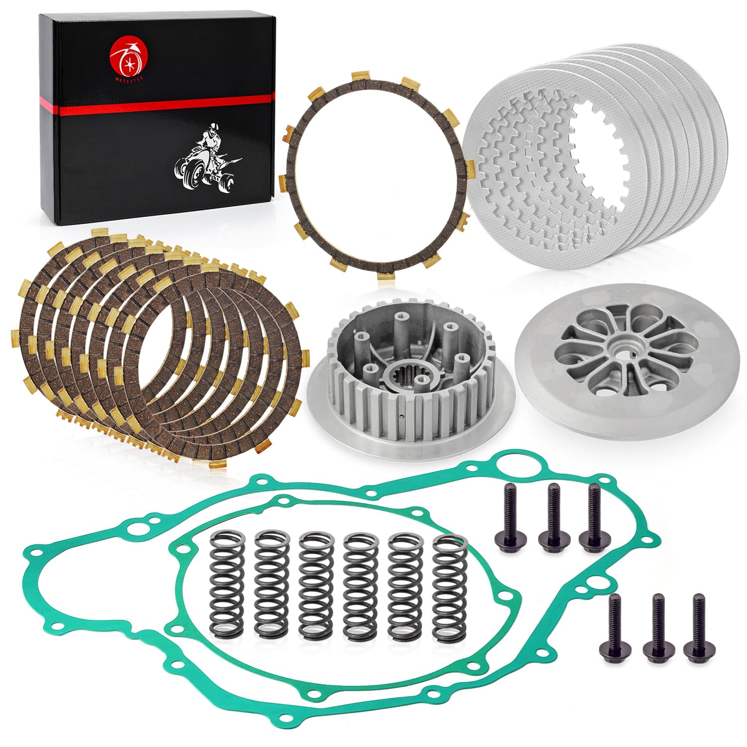 Yamaha YFZ450 Clutch Kit with Center Inner Hub & Outer Pressure Plate - Compatible with 2006-2013 Models (5TG-16351-00-00, 5TA-16371-20-00) - Perfect for Off-Road Racing & ATV Maintenance