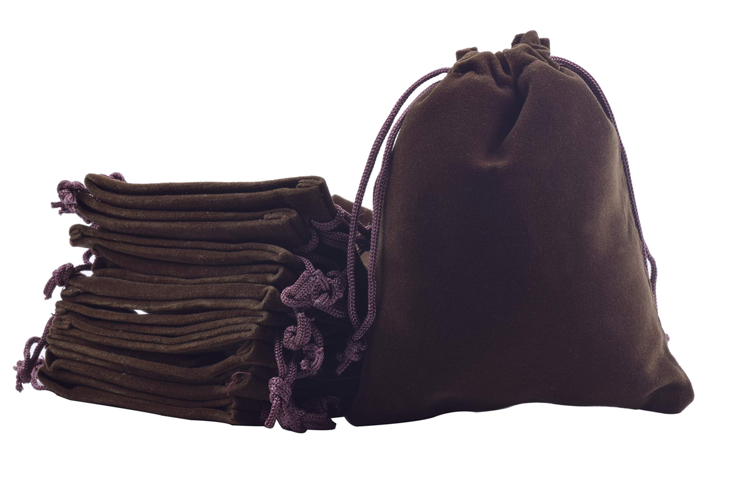 Sansam 50pcs Small Brown Velvet Drawstring Bags for Jewelry Storage, Wedding Favors, Party Gifts, Candy Bags - 2.8x3.6 Inch - Perfect for Bridal Shower, Birthday Party & Holiday Treats