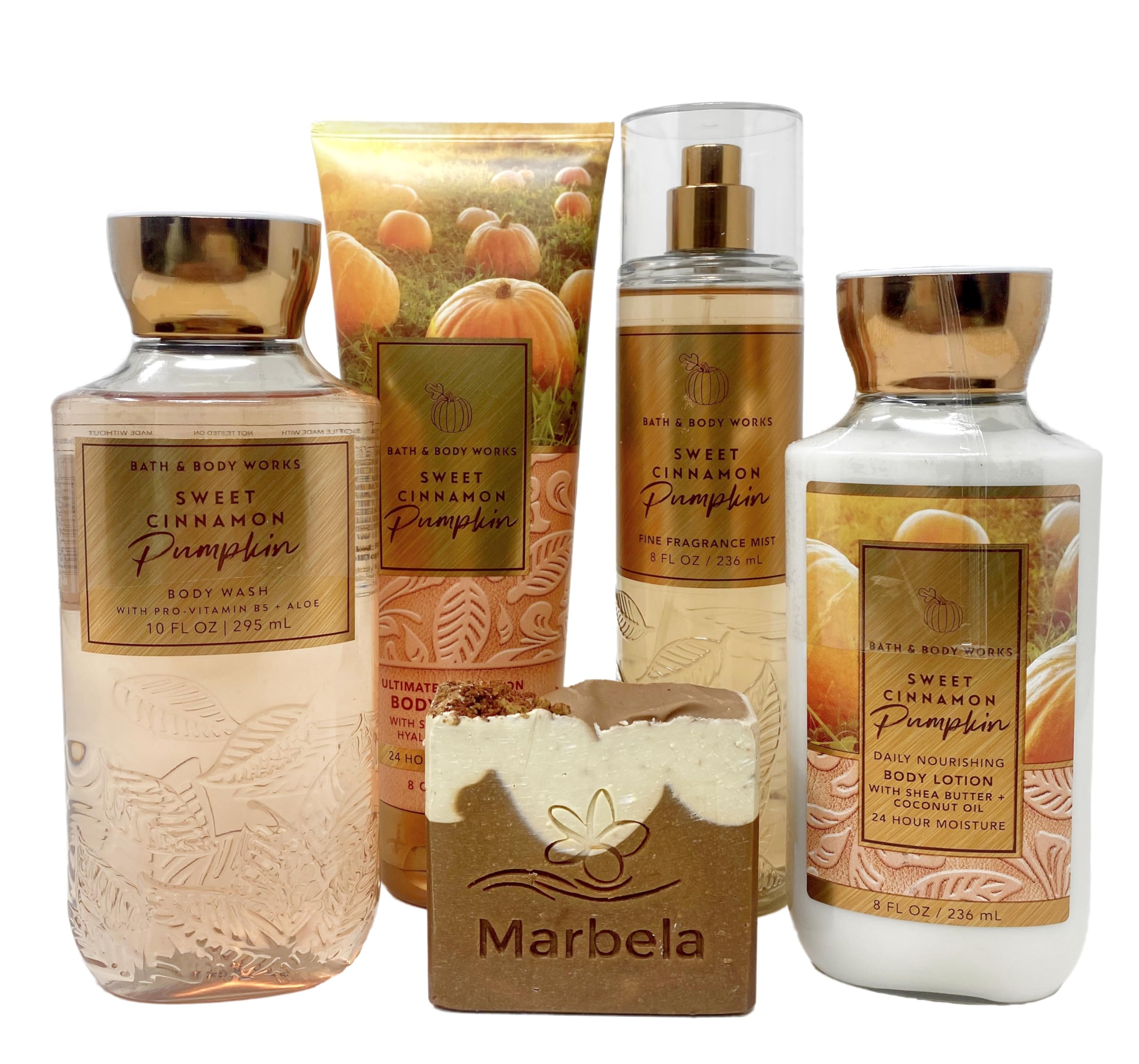 Bath & Body Works Sweet Cinnamon Pumpkin Gift Set - Fragrance Mist, Body Lotion, Cream & Wash with Yamma Jamma Soap | Fall Scent Collection for Women, Home Spa & Holiday Gifting