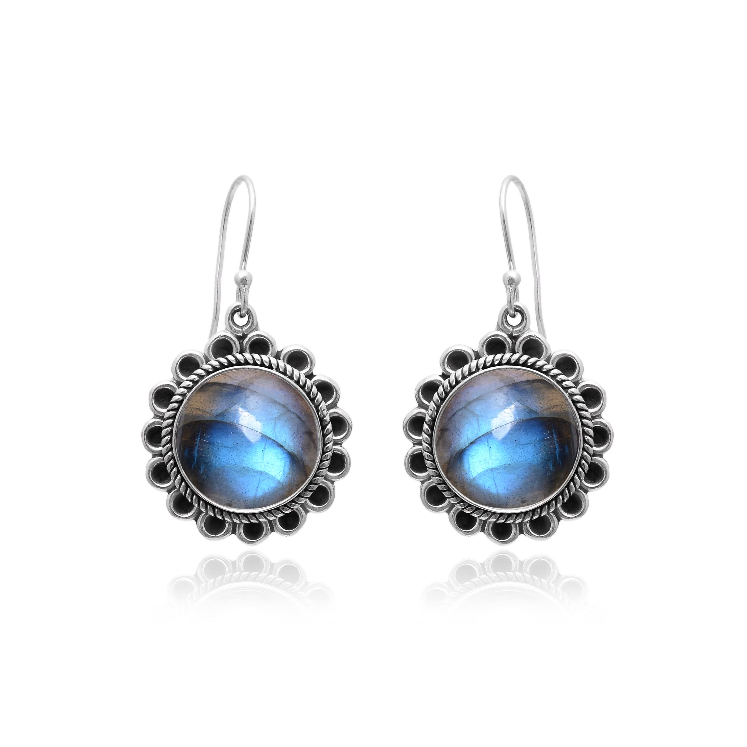 Labradorite Earrings for Women - 925 Sterling Silver Dangle Earrings with Blue Green Gemstone | Handmade Jewelry Gift for Her | Perfect for Weddings, Parties & Special Occasions
