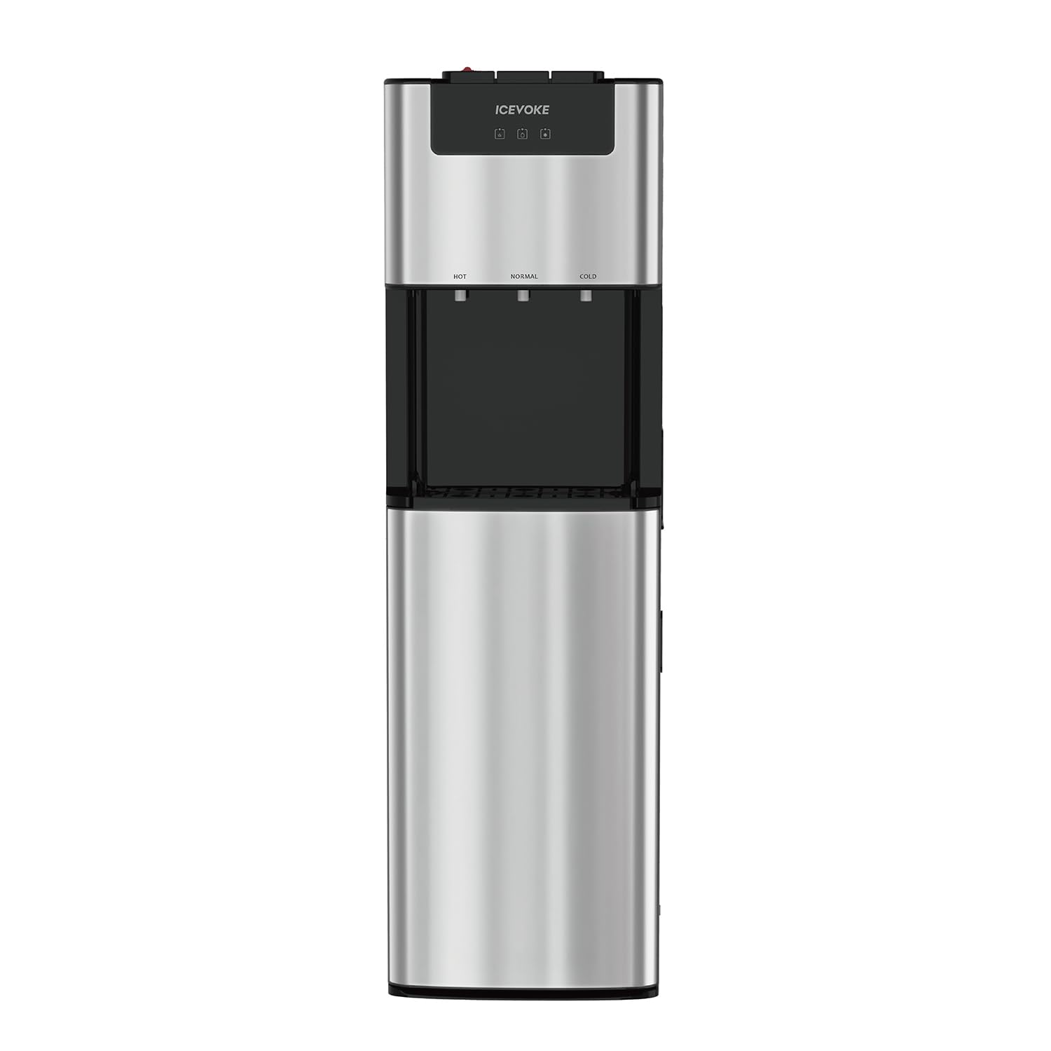 ICEVOKE Bottom Loading Water Cooler Dispenser for 3/5 Gallon Bottles - Hot, Room & Cold Water with Child Safety Lock, UV Self-Cleaning, LED Display, Stainless Steel - Perfect for Home, Office, and Gym Hydration