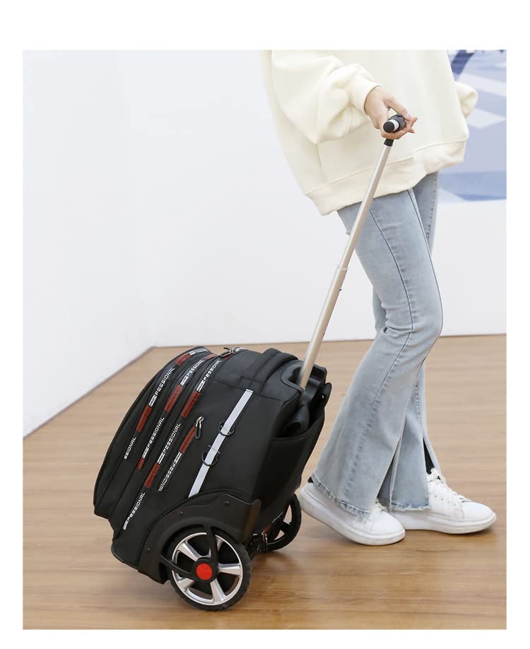 Rolling Backpack for Women & Adults - Large 22 Inch Wheeled Laptop Bag with Wheels, Waterproof Travel Trolley Briefcase Backpack - Perfect for Business Travel, Office Commute & Airplane Carry-On (Black)