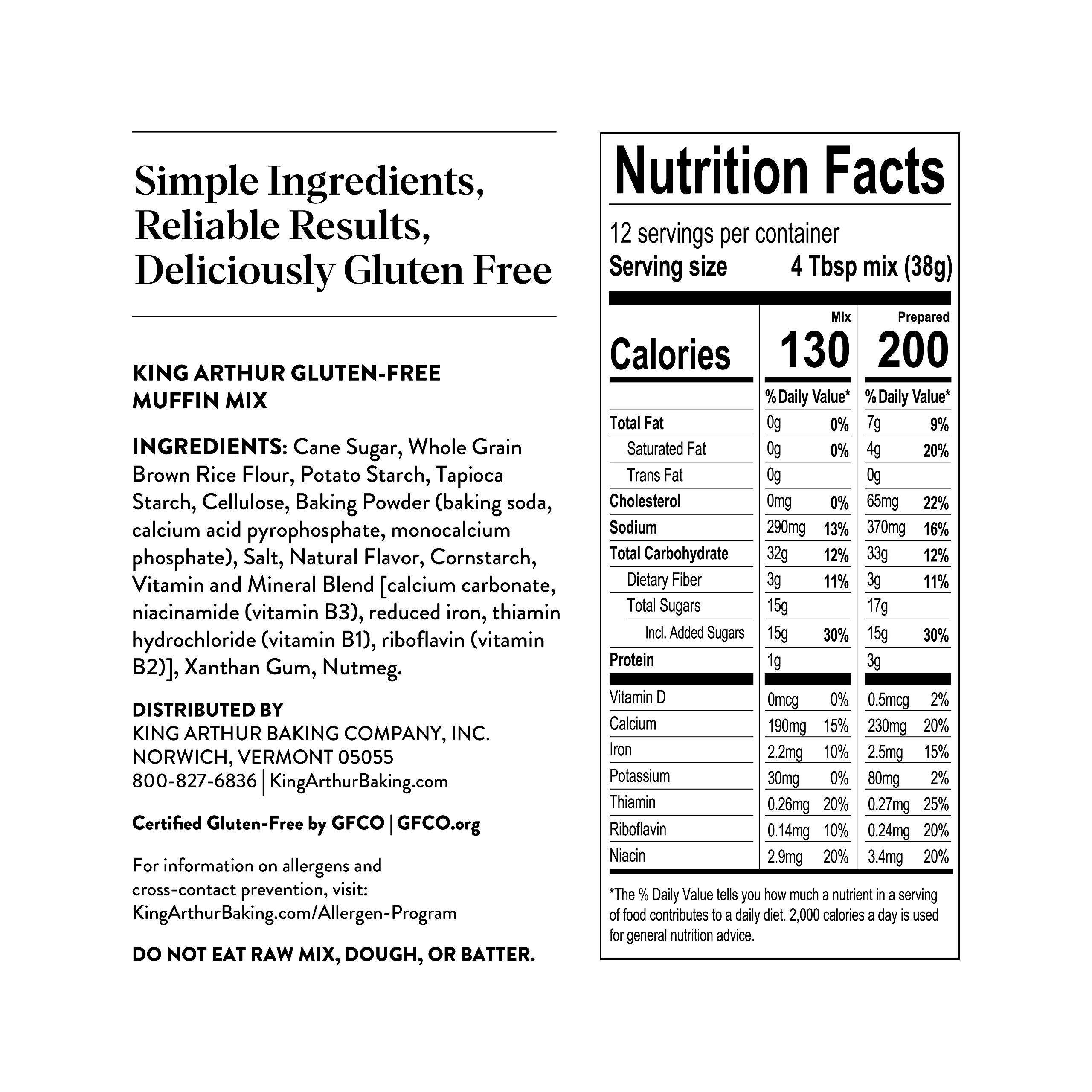 King Arthur Gluten Free Muffin Mix, 16 oz - All-Purpose Baking Mix for Delicious Homemade Muffins, Perfect for Breakfast, Snacks & Special Diets