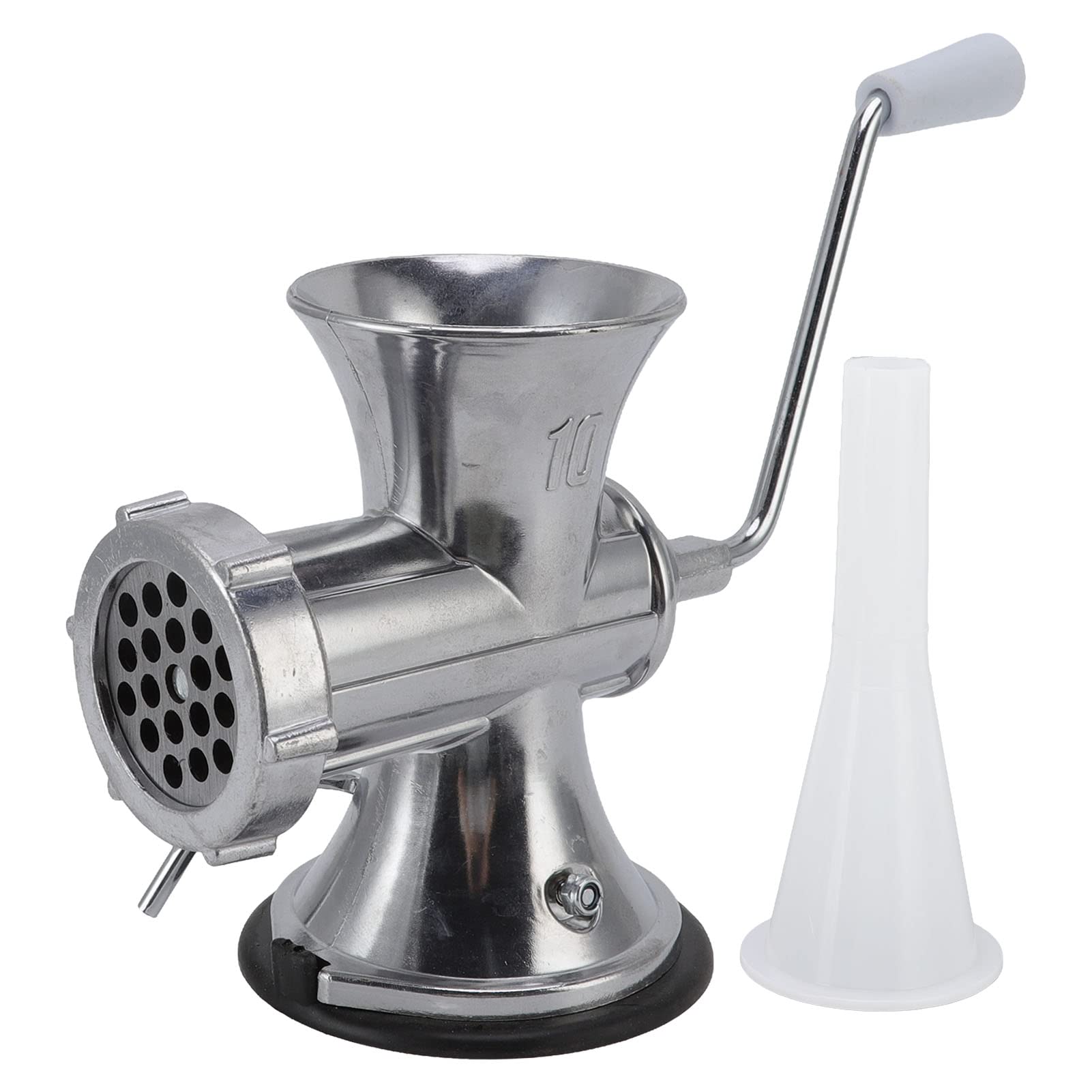 Stainless Steel Manual Meat Grinder - Heavy Duty Aluminum Alloy Sausage Maker with Suction Cup Base | Perfect for Home Kitchen, Camping & Outdoor Cooking | Silver
