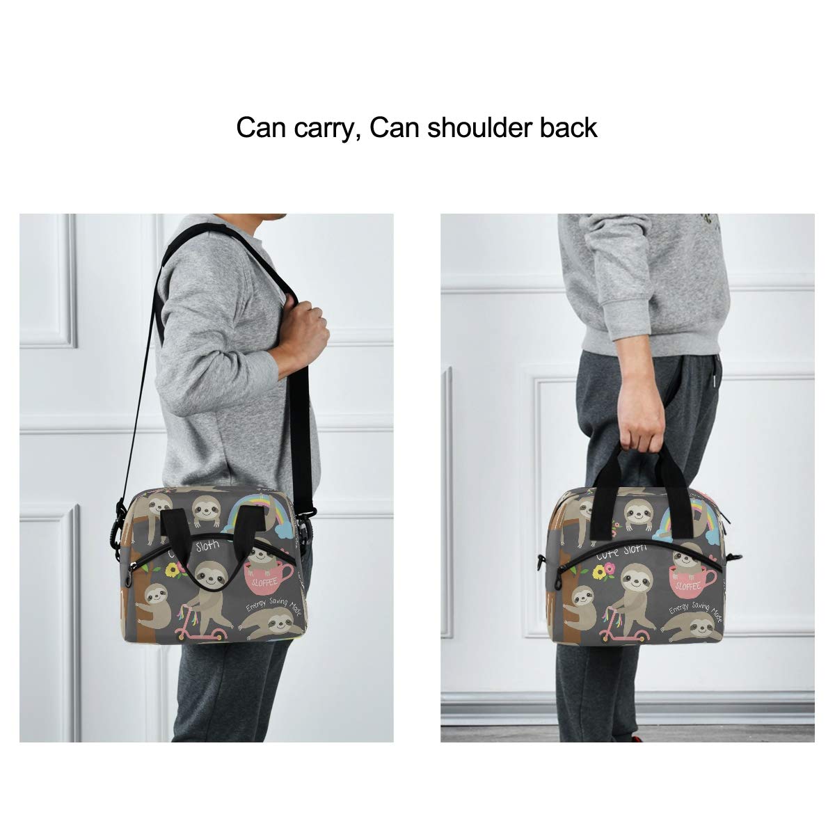 SUABO Insulated Lunch Cooler Bag - Cute Baby Sloth Design Tote for Women & Men | Perfect for Work, School, Picnics & Outdoor Activities