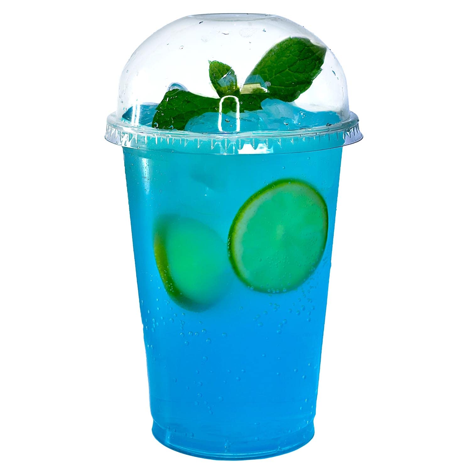 16 oz Clear Plastic Disposable Cups with Dome Lids - 500 Pack | Iced Coffee, Smoothie, Juice, Soda & Cocktail Drink Cups | Perfect for Coffee Shops, Bubble Tea, Parties, Events & Takeout