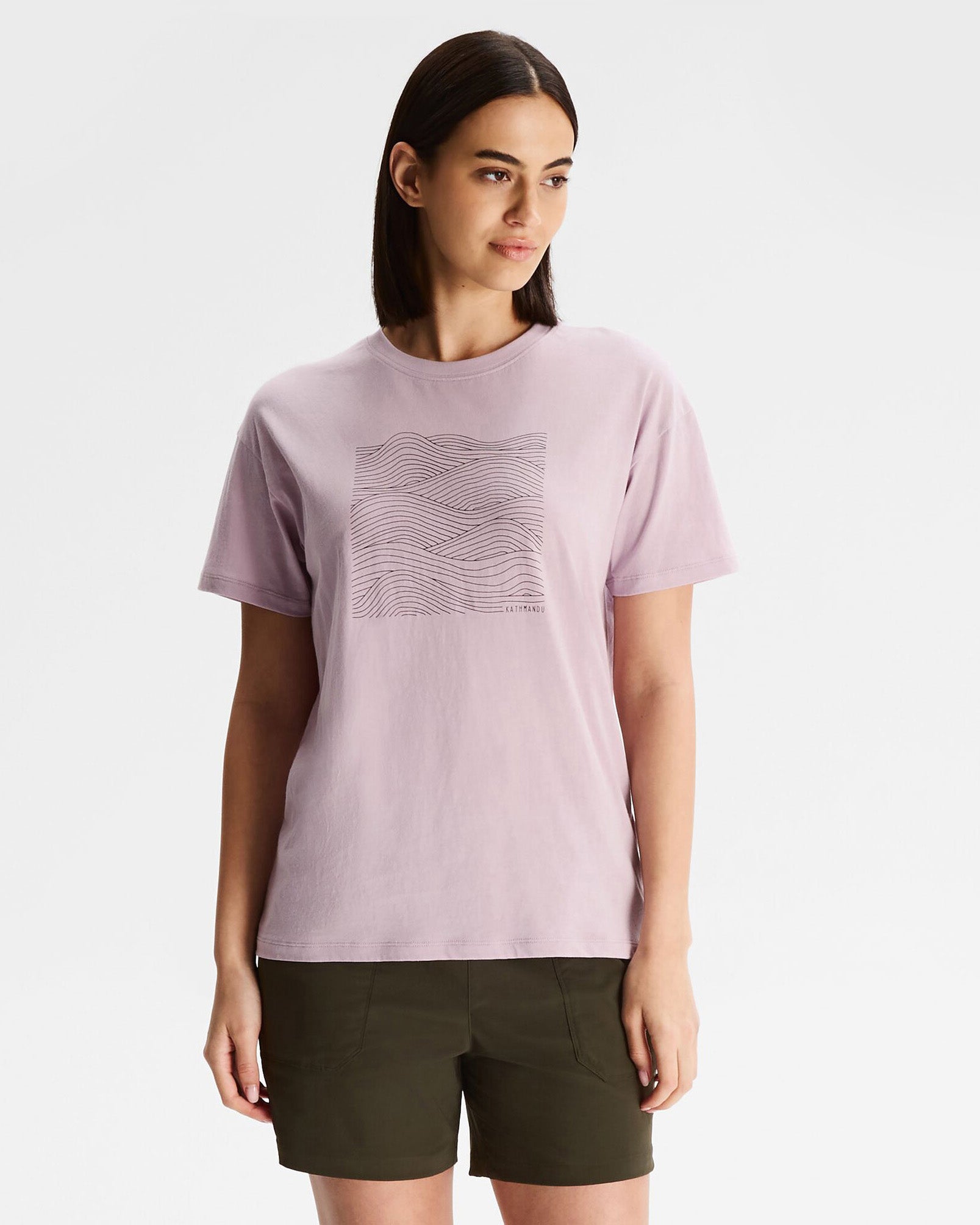 Organic Cotton Women's Ripple T-Shirt - Soft Lupin Field Print Casual Tee for Everyday Wear & Summer Outfits