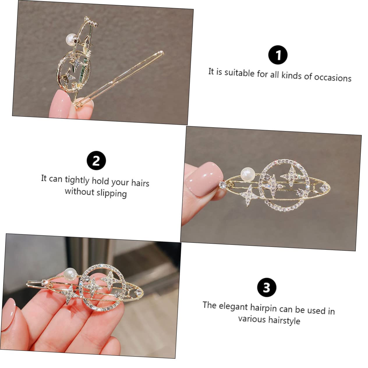 FOMIYES 6-Pack Star Hair Clips for Women & Girls - Glitter Crystal Barrettes, Hairpins & Hair Accessories for Parties, Weddings & Everyday Styling