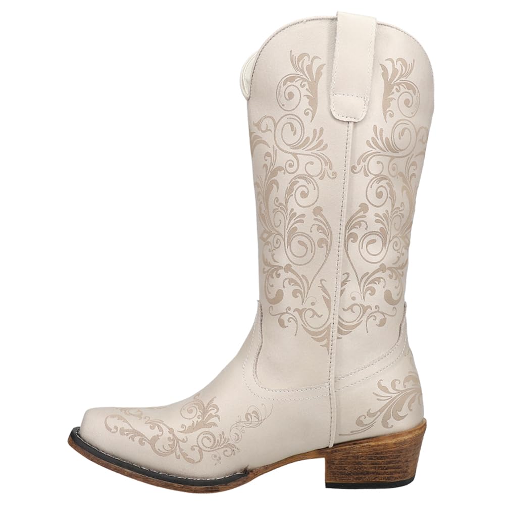 ROPER Women's Tall Embroidery Snip Toe Casual Boots - Mid Calf, Low Heel 1-2