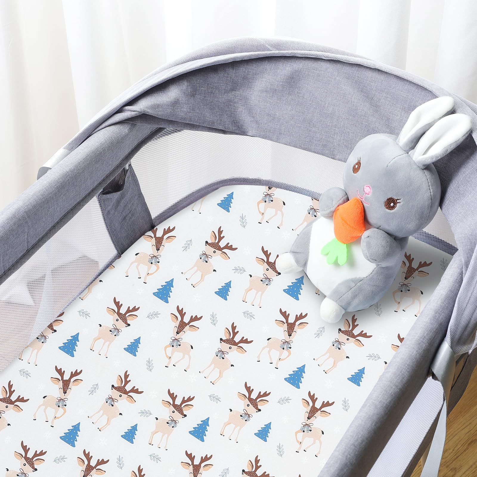 2-Piece Stretchy Bassinet Bed Sheet Set - Soft & Comfortable Fits Rectangle, Oval, Halo, Hourglass Mattresses | Perfect for Nursery, Baby Shower Gifts & Newborn Sleep Comfort