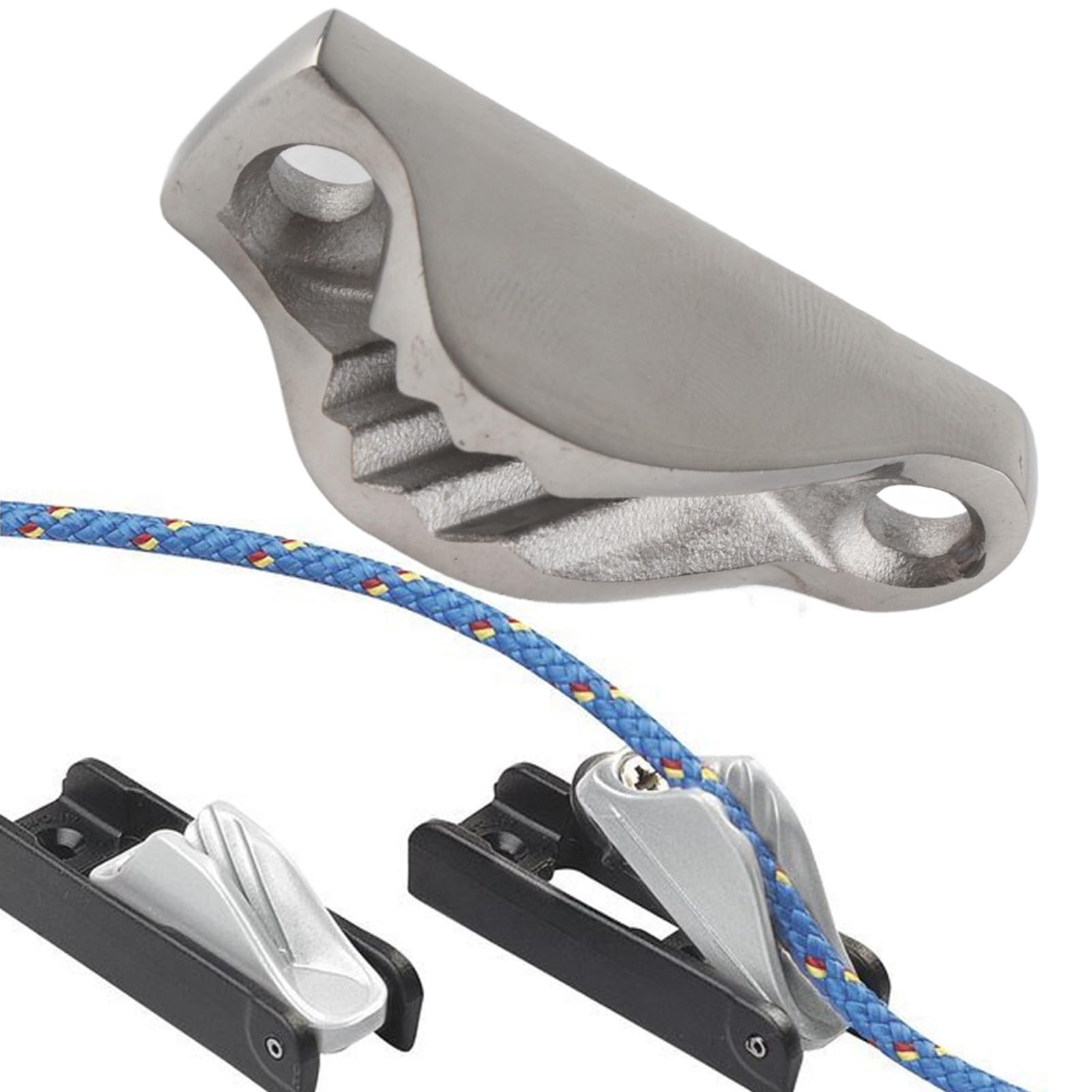 Stainless Steel Rope Cleat for Boats - Heavy Duty Marine Clam Cleat with Jam Grip for Sailing, Kayak, and Canoe Accessories | Secure Rope Line Clamp for Deck Hardware and Docking