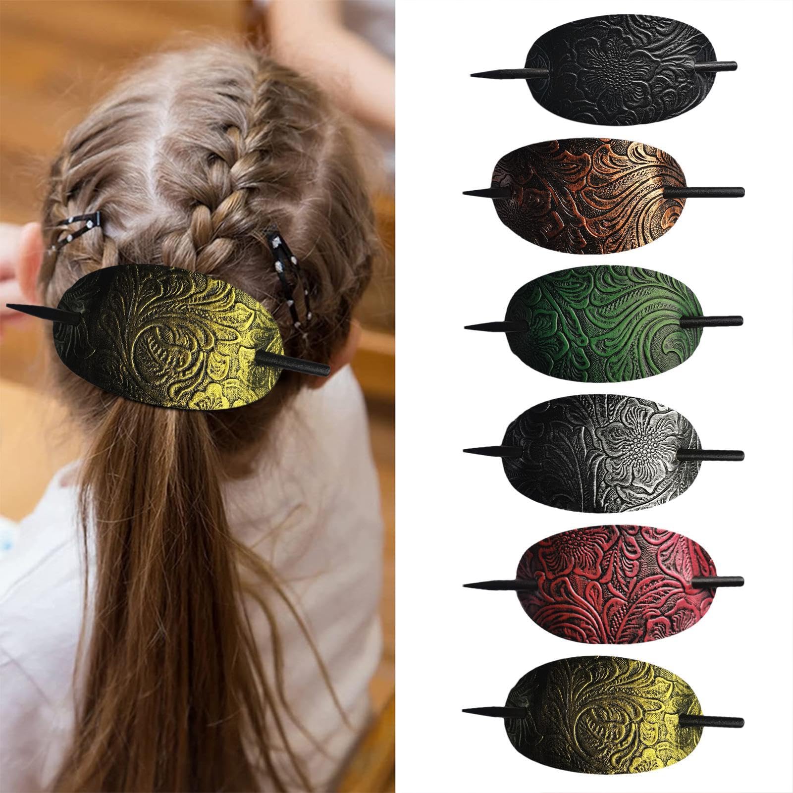 Handmade Faux Leather Hair Clip Barrette - Stylish Hair Tie & Slide Pins for Women & Girls | Perfect for Ponytails, Updos & Everyday Hair Accessories