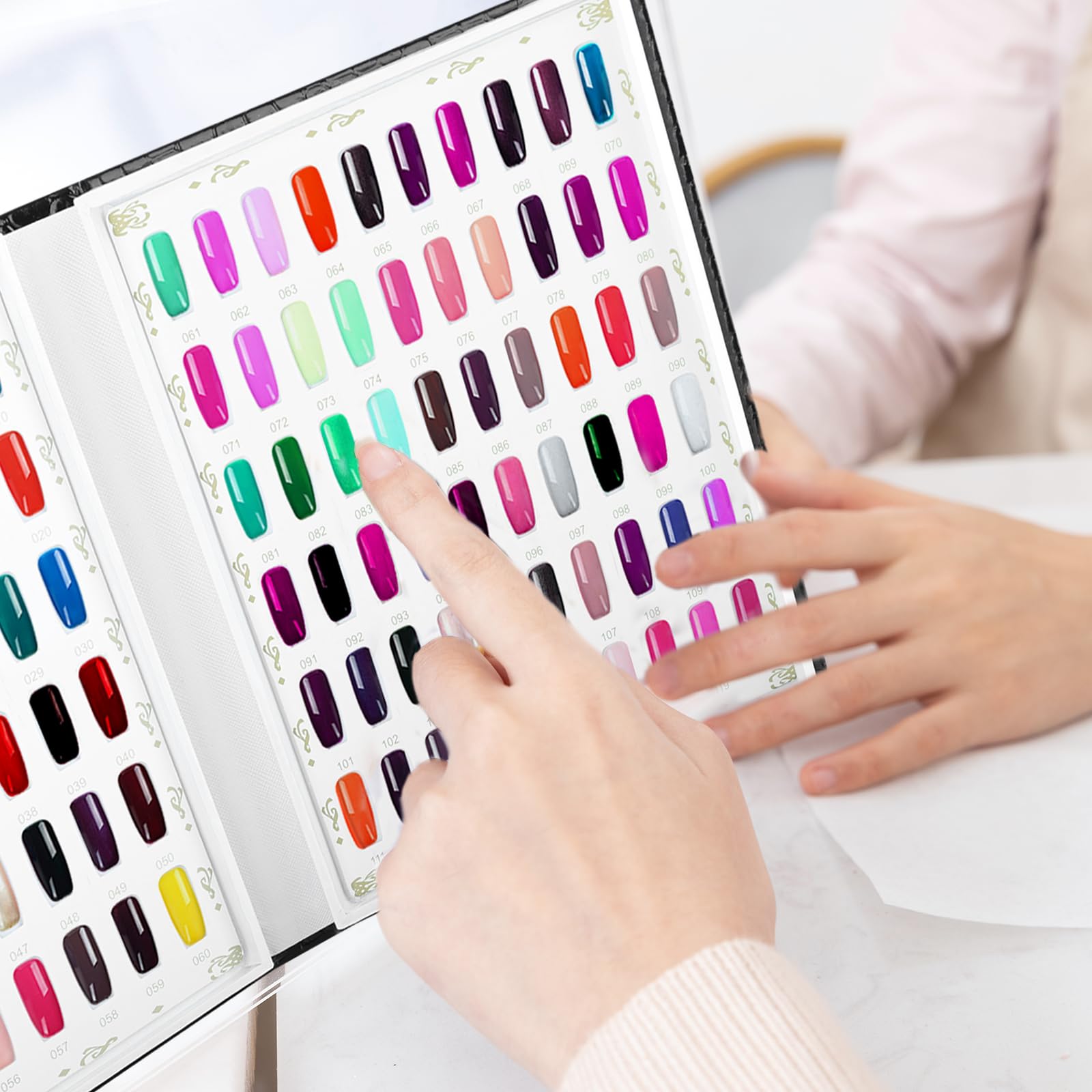 120-Piece Nail Color Chart Display Book with 240 Natural Gel Polish Swatches - Professional Nail Salon & DIY Home Manicure Kit - Durable Plastic Nail Art Color Cards for Nail Technicians & Beauty Enthusiasts (Perfect for Salon Displays, Client Consultations & Home Nail Practice)