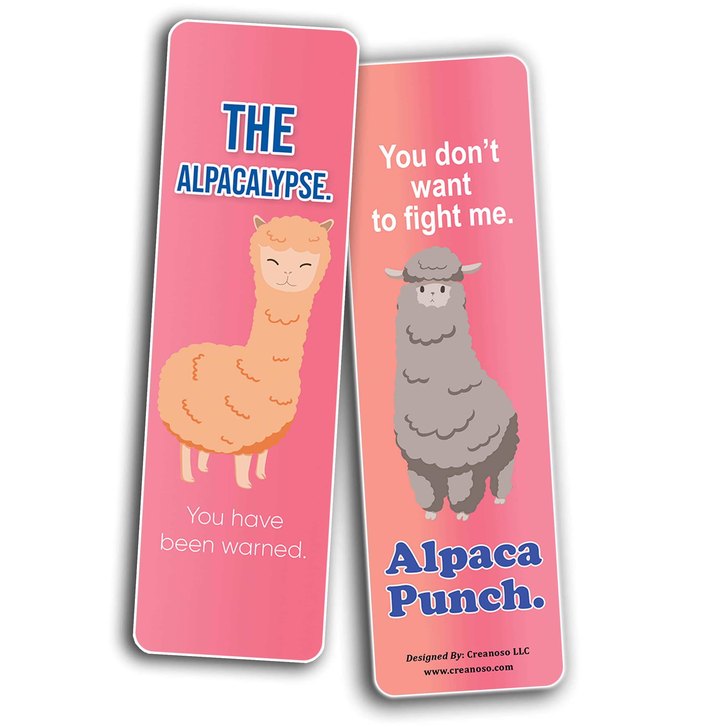 Creanoso Alpaca Funny Bookmarks (12-Piece Set) - Inspirational Daily Quote Cards - Unique Book Page Clips - Perfect Gifts for Adults & Professionals - Ideal for Office, Reading, and Book Lovers