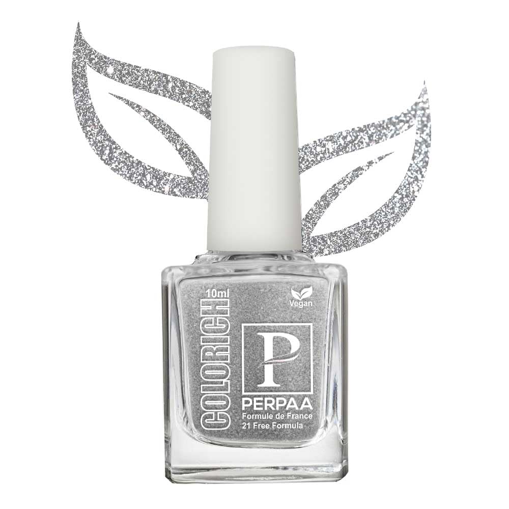PERPAA® Vegan & Organic Nail Polish Set of 3 - Quick Dry, Long Lasting, Chip Resistant (10ml Each) | Texture Blue, Shimmer Peach, Texture Silver | Gift Set for Women, Perfect for Parties, Weddings & Everyday Wear