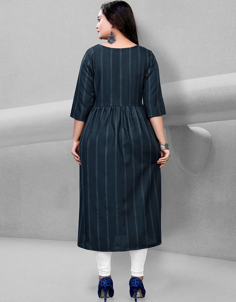 Black Heavy Cotton Chudidar Kurti for Women - Traditional Indian Long Tunic Top - Perfect for Festivals, Weddings & Casual Wear