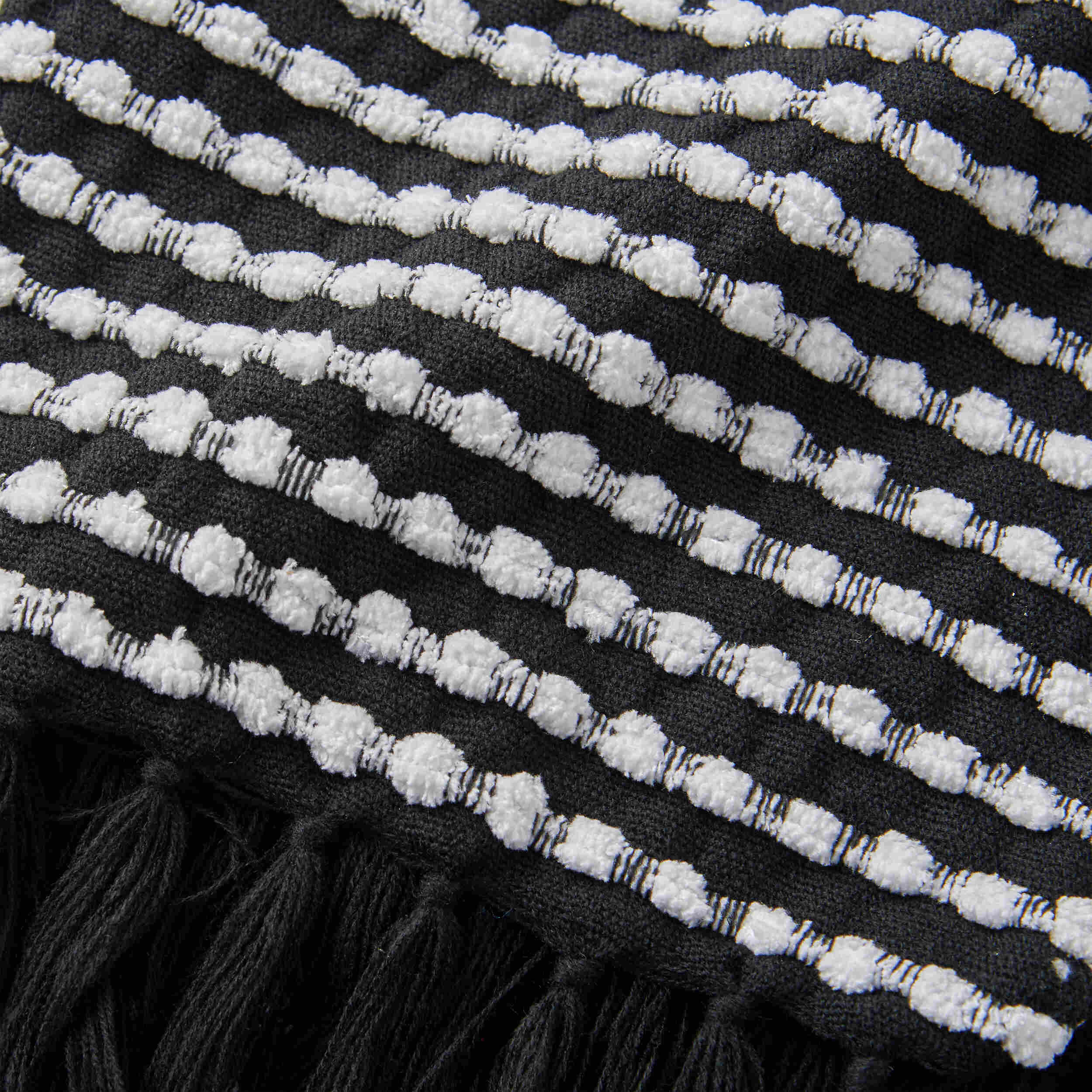 Catherine Lansfield Stab Stitch Throw Blanket - Soft & Cozy Black Knit Throw for Sofa, Bed & Couch - Perfect for Living Room, Bedroom & Home Decor