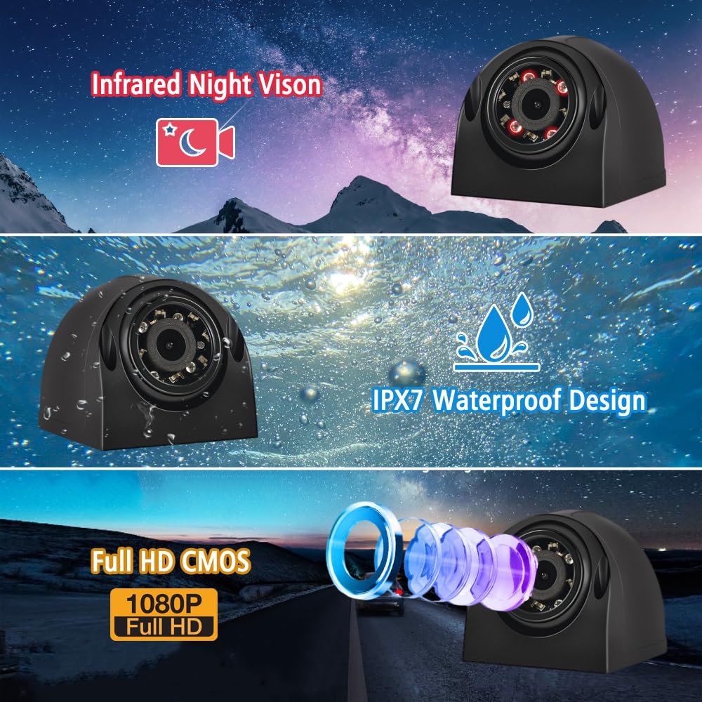 VSYSTO H7 4CH 1080P Truck Dash Camera System with 7